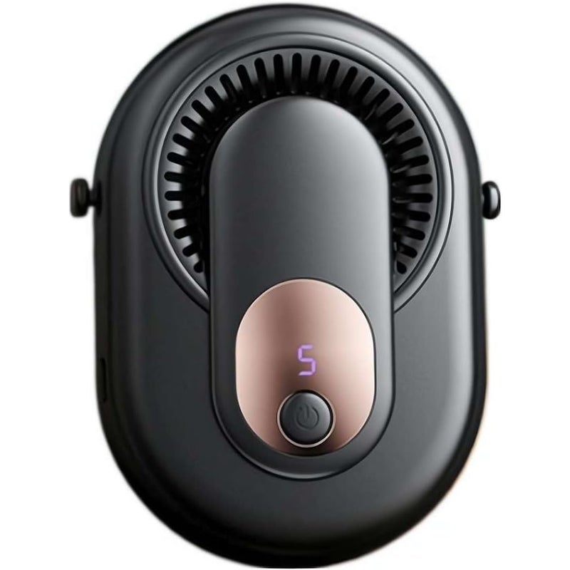 Przenośny wentylator, wentylator ręczny, wentylator wiszący na szyi, odpowiedni do użytku na zewnątrz i na kempingu (czarny)