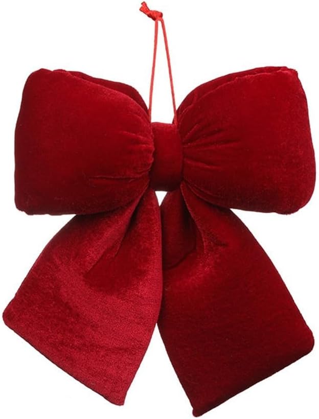Zilimontt Fiocco di Natale in Velluto, Fiocchi per Albero di Natale, Fiocco per Ghirlanda e Impacco Festivo, per Albero di Natale, Ghirlanda e Decorazione per Esterni (Rosso)(M