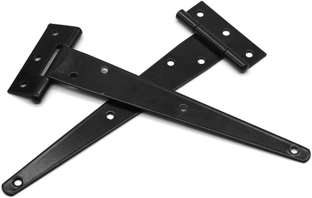 4 Pièces Charnières en T 8 Pouces Noir Porte Charnières Métallique de Porte de Grange avec 28 Vis pour les Portails Extérieurs et les Portes de Grange
