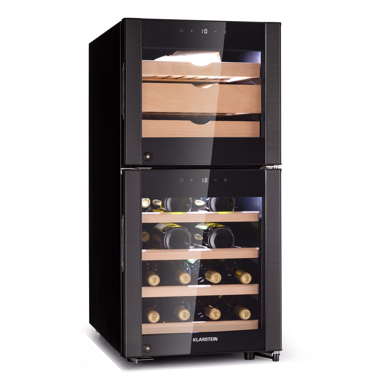 Klarstein El 89 Quesera & Vinoteca 2 Zonas Táctil 89 L Led Dorado/Negro , Leroy Merlin