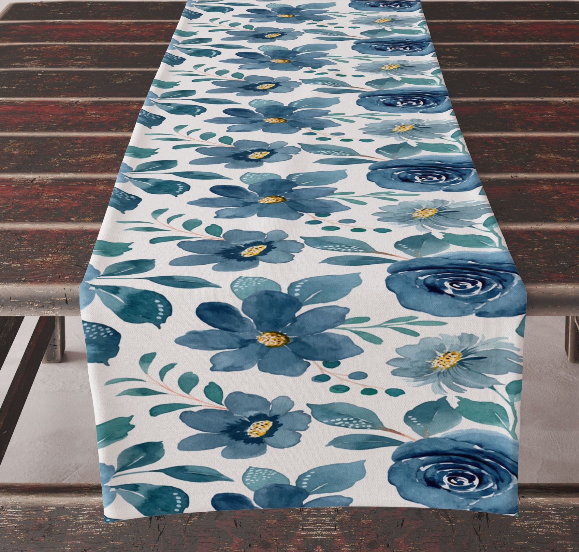 Lniany bieżnik (33 x 183 cm) do dekoracji zewnętrznych, balkonowych, wewnętrznych i na przyjęcia.