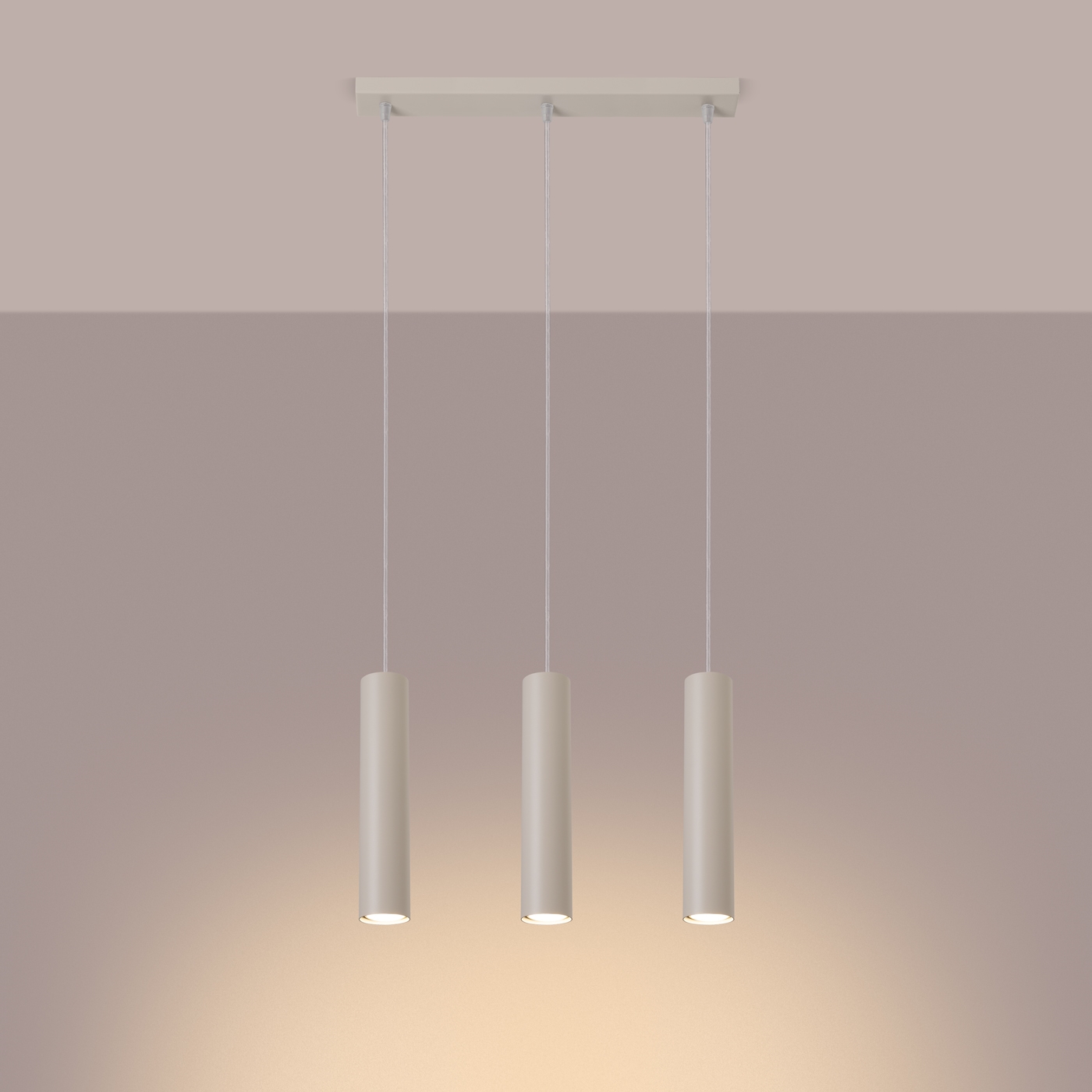Lampa wisząca TORIS 3L beżowa LED 3000K - 45x6x98cm Sollux