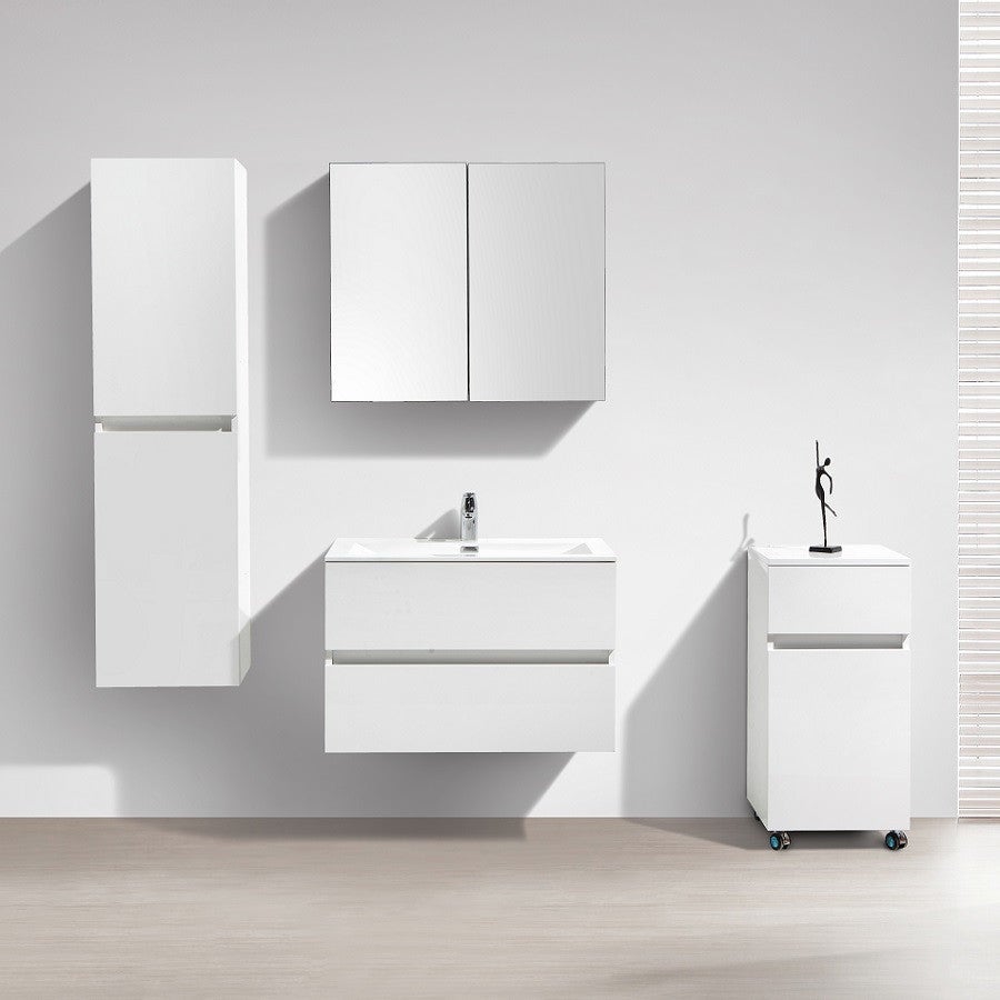 Meuble salle de bain design simple vasque SIENA largeur 80 cm blanc laqué - 3