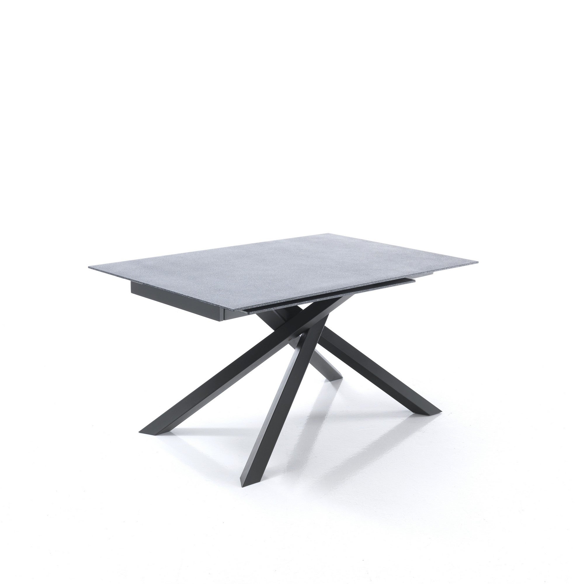 Rozkładany stół SHANGHAI STONE ze szkłem imitującym skałę i strukturą antracytową H76 W140/230