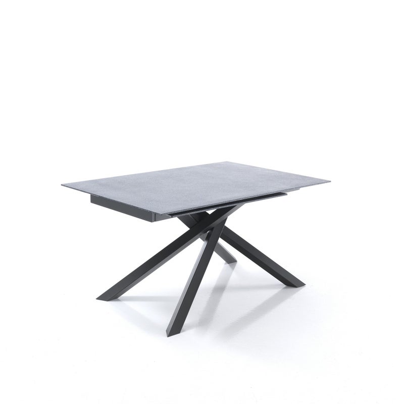 Rozkładany stół SHANGHAI STONE ze szkłem imitującym skałę i strukturą antracytową H76 W140/230