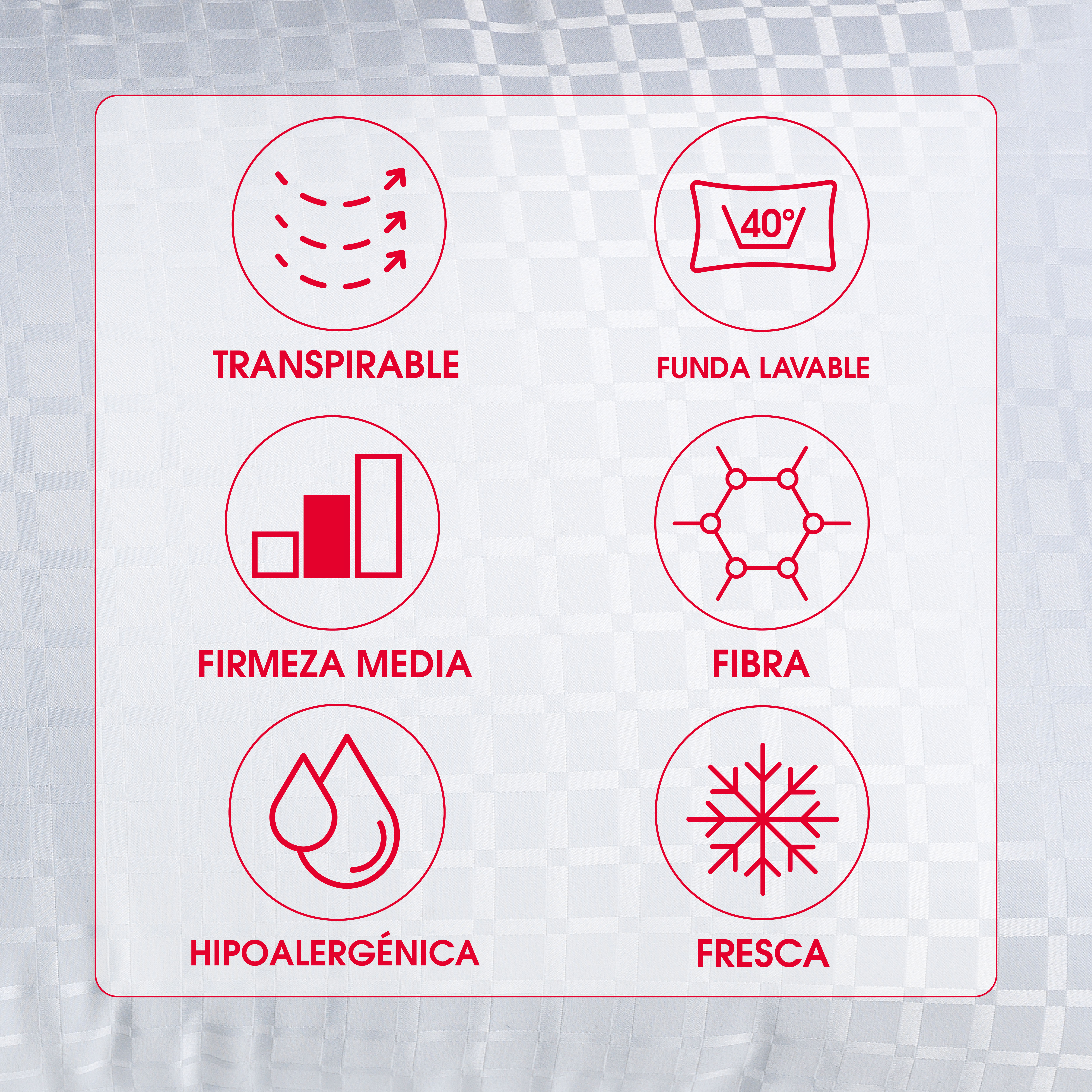 Almohada 150cm hipoalergénica de fibra pikolin cambiar de postura de firmeza media - cooper