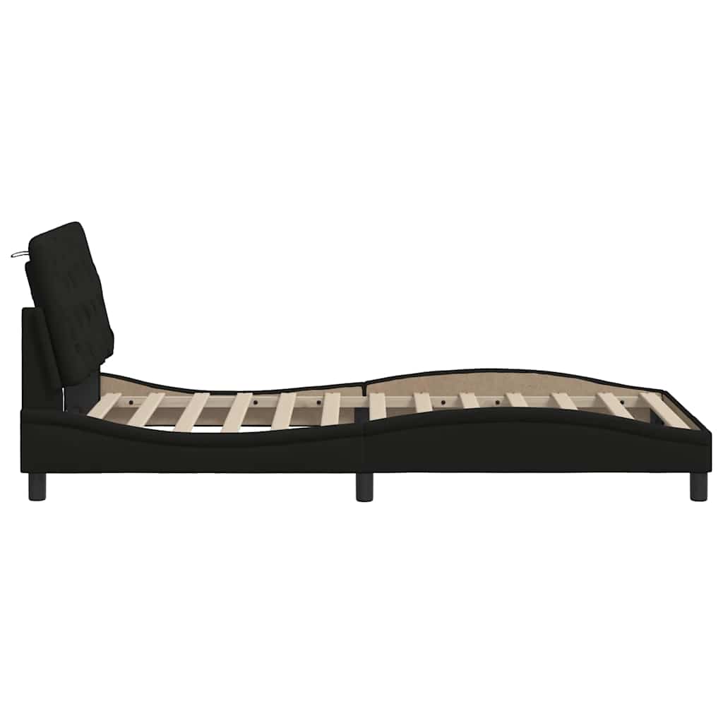 Cadre de lit sans matelas noir, tissu, pour la chambre, 100 × 200 cm - 8