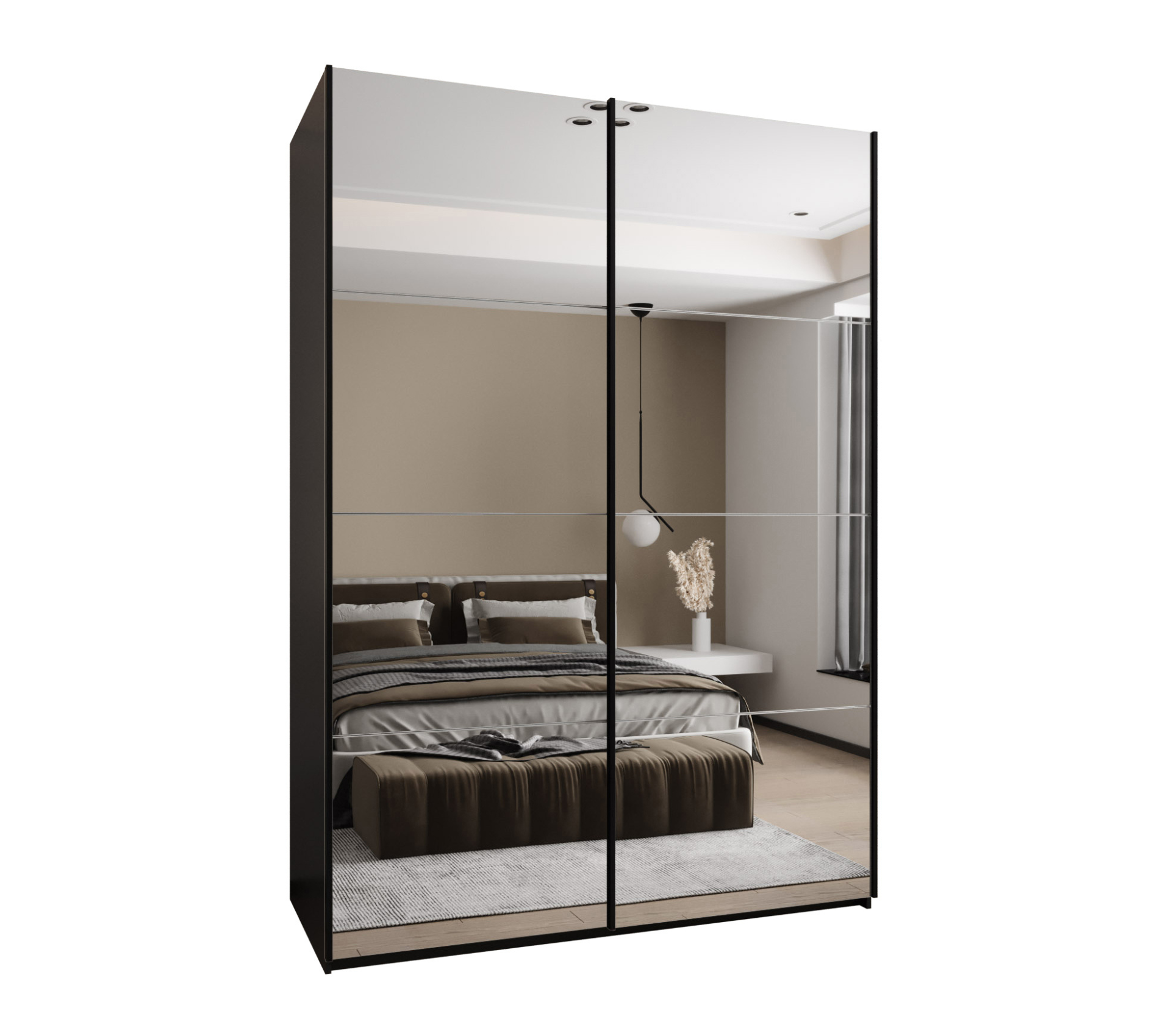 Szafa przesuwna wysoka Lux 2 170 x 64 x 245,5 cm czarny + biały + u. czarny - Abiks Meble