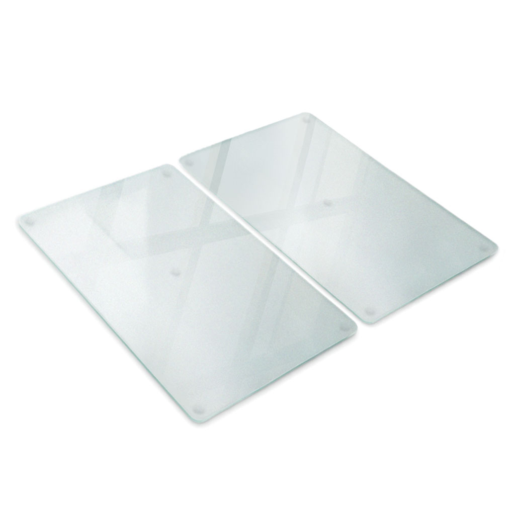 Minimalistyczny zestaw 2 desek szklanych do kuchni - mrożone szkło - wymiar 2x 30x52 cm - Tulup