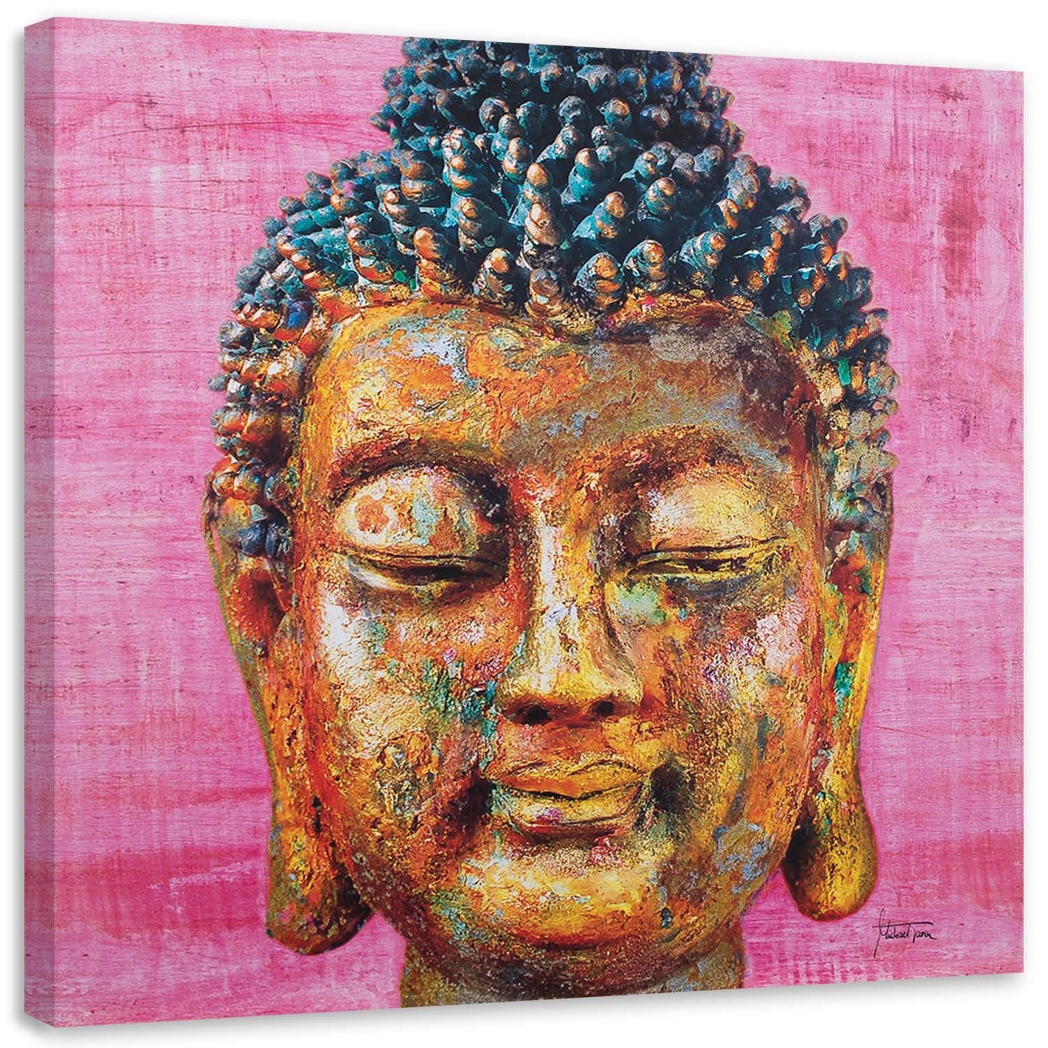 Obraz na płótnie, Budda na różowym tle 30x30