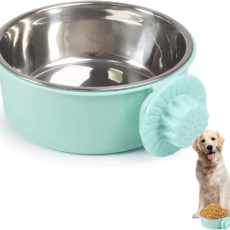 x 15,5 cm średnicy, zielona, zdejmowana, wisząca miska na karmę i wodę ze stali nierdzewnej dla psów, kotów i małych zwierząt