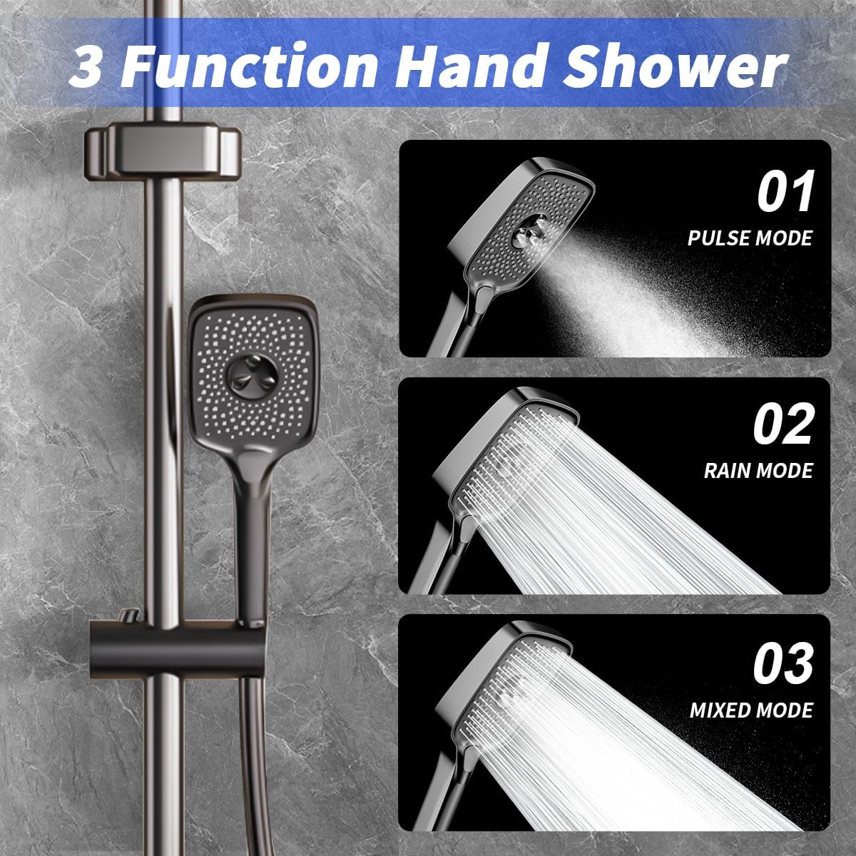 Colonne de Douche Design Piano Key - Mitigeur, Pomme de Douche 30x20cm, Affichage LED, Hauteur Ajustable, Multifonctionnelle - 6