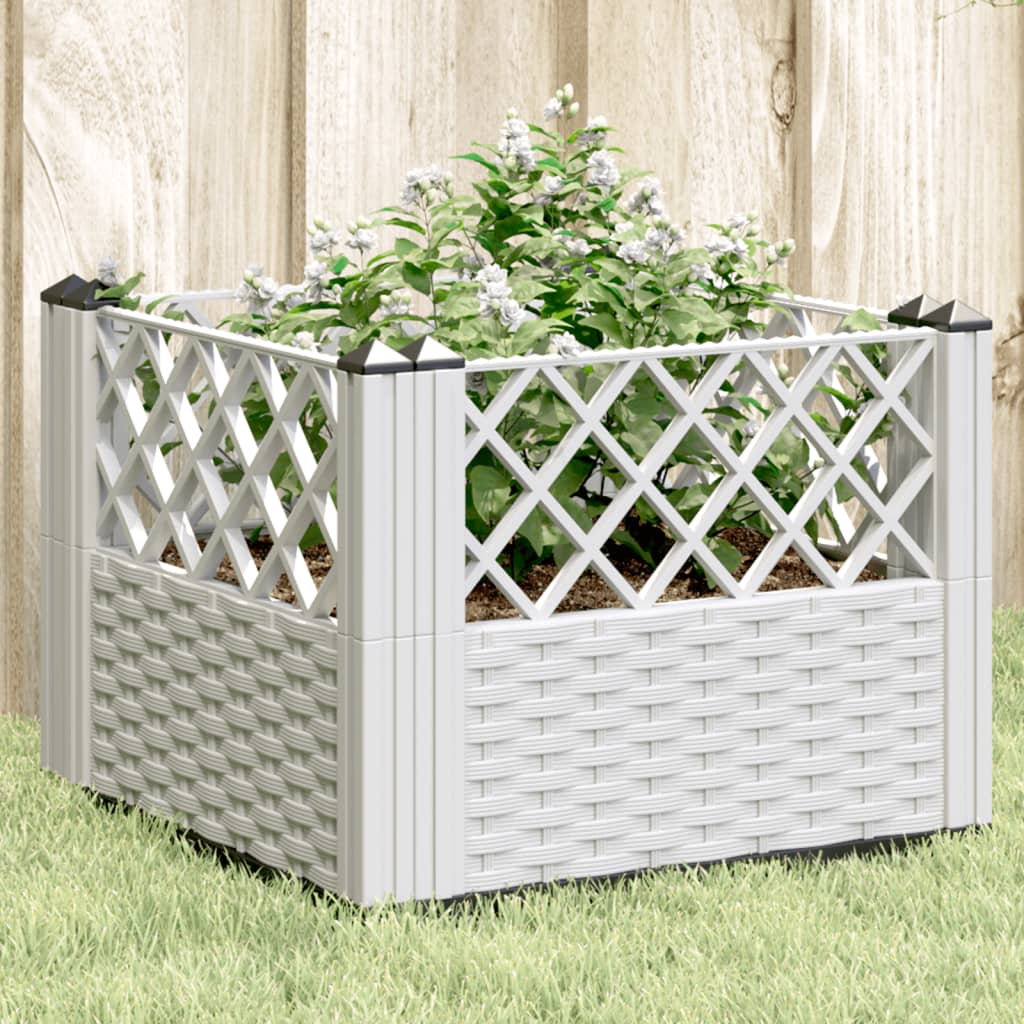 Jardinière de jardin | Pot de Fleurs avec piquets blanc 43,5x43,5x43,5 cm PP CFW29598 - 2