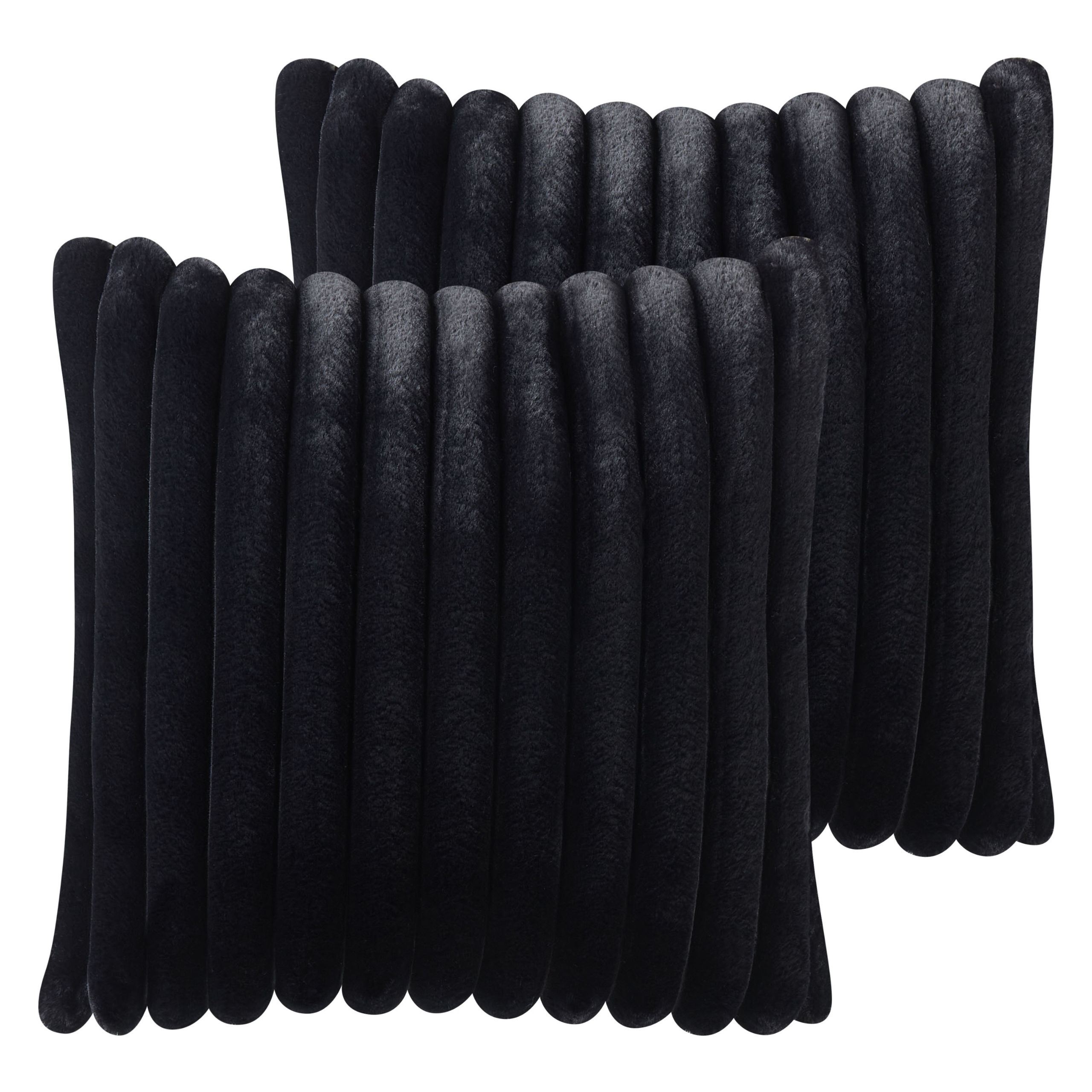 Set de 2 perne decorative RAKYA Blană sintetică 45 x 45 cm Negru Cu dungi 2buc