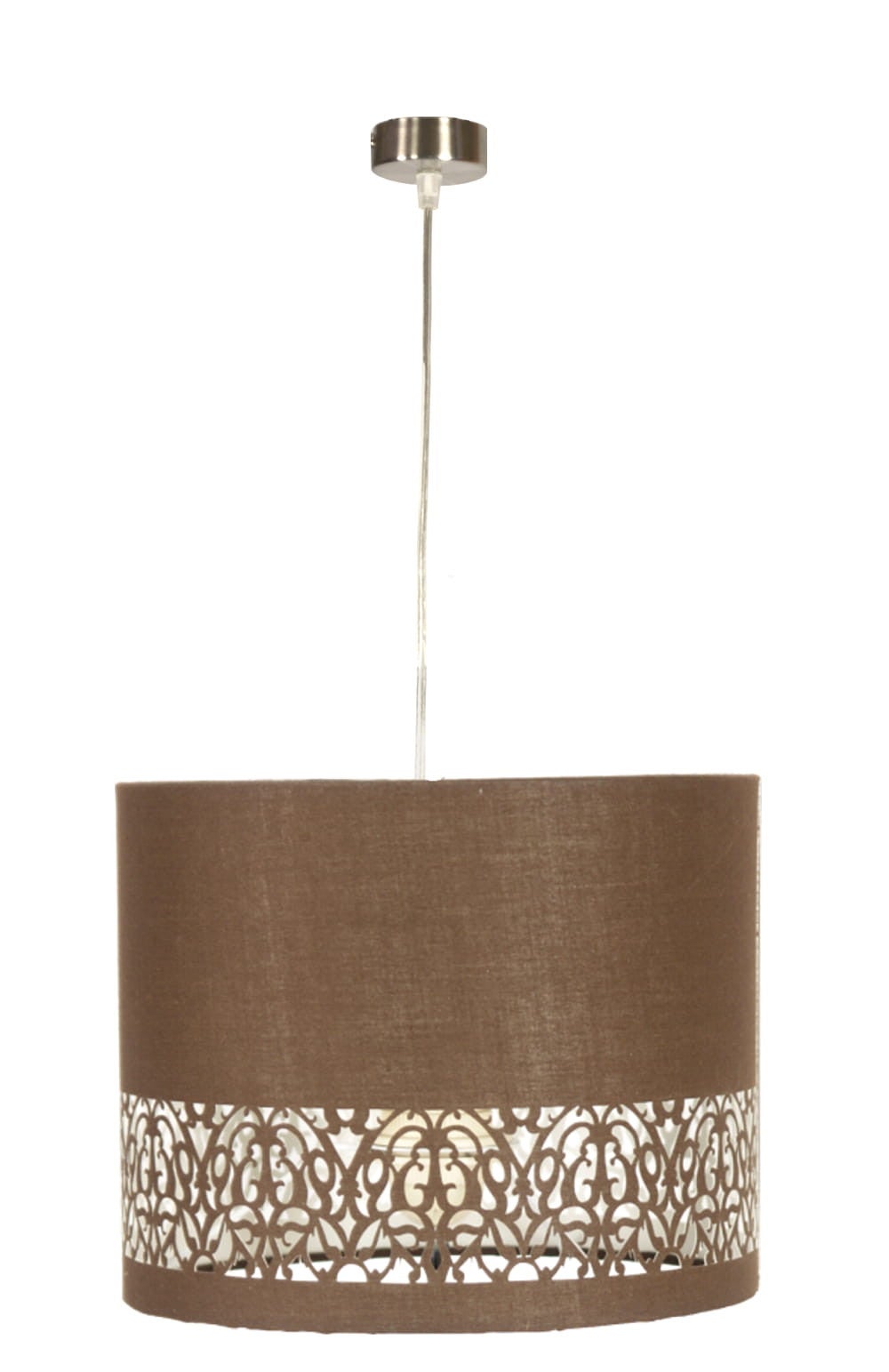 Lampa sufitowa wisząca Arabesca chromowana-brązowa 1xE27x60W wym: 110 x 33 x 33 cm tkanina Candellux