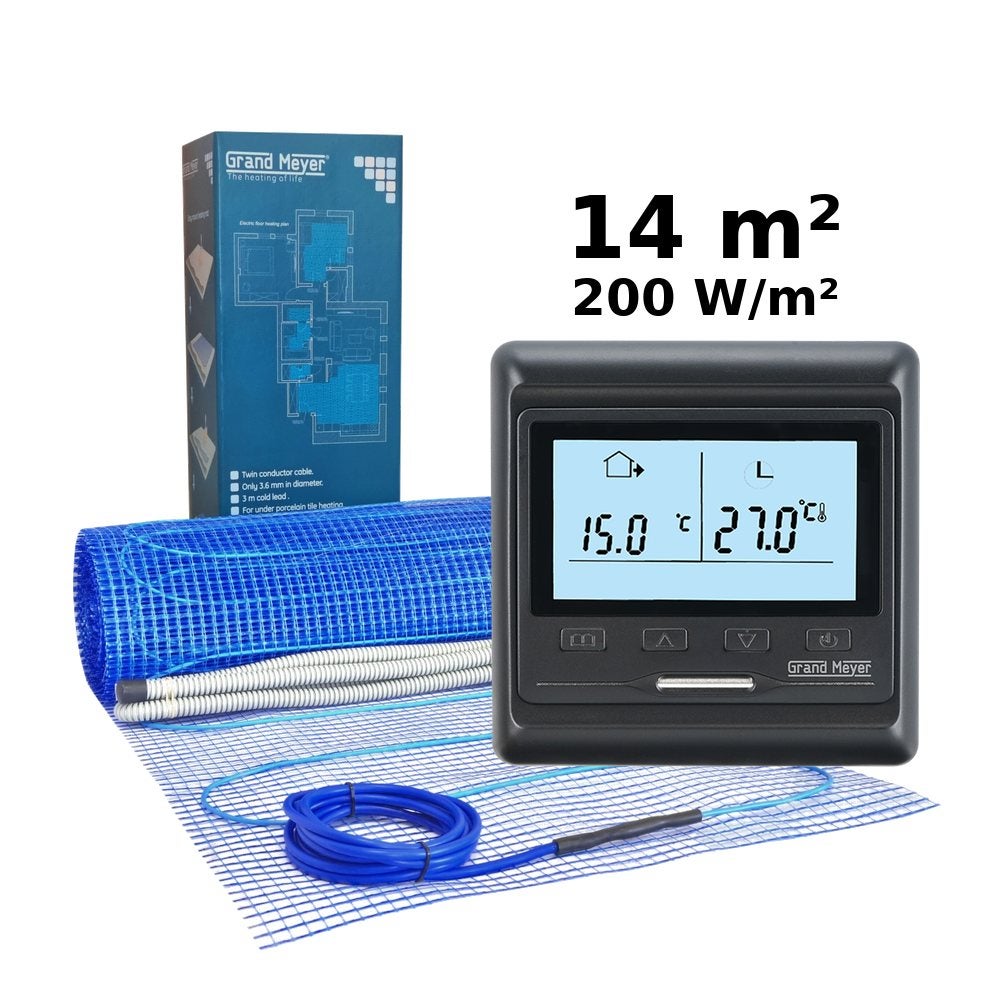 Zestaw do ogrzewania podłogowego 14 m², 200 W/m² + termostat HW800 programowalny