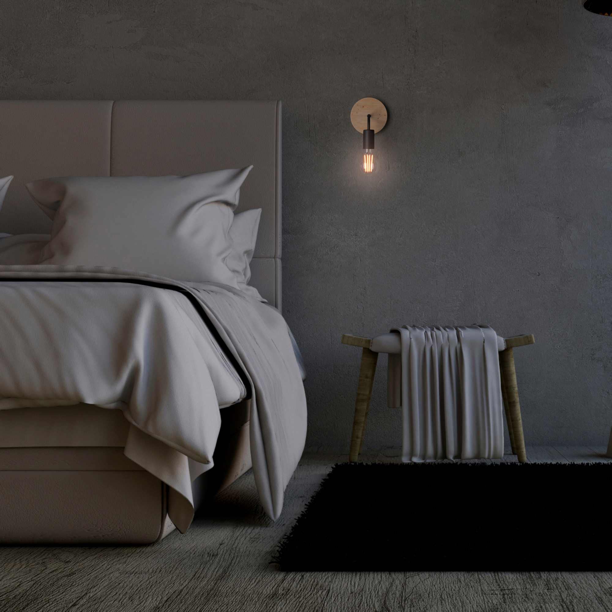 Aplique de pared de madera y metal 