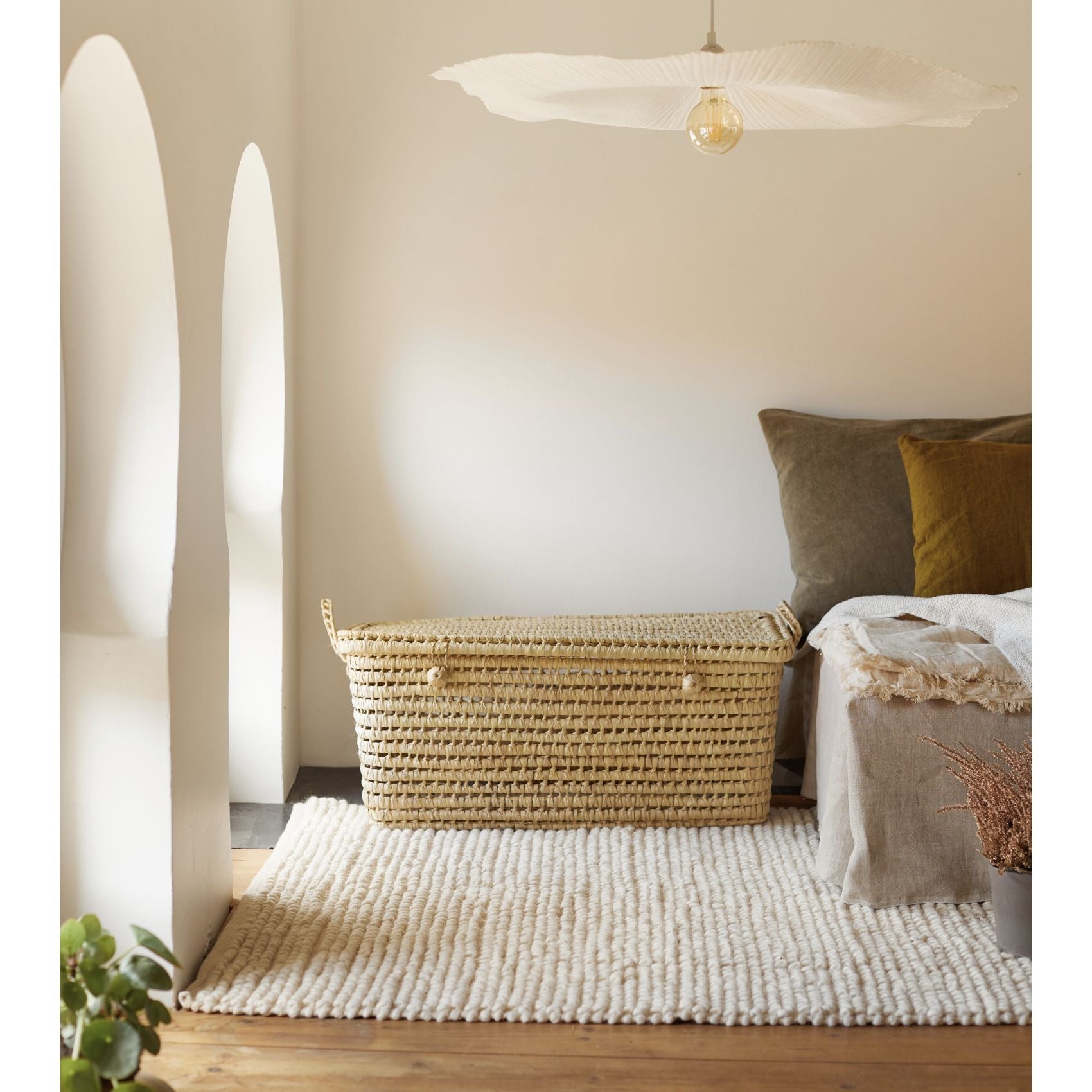 Malle de rangement feuille de palmier - Naturel - 80 cm - Osier - 2