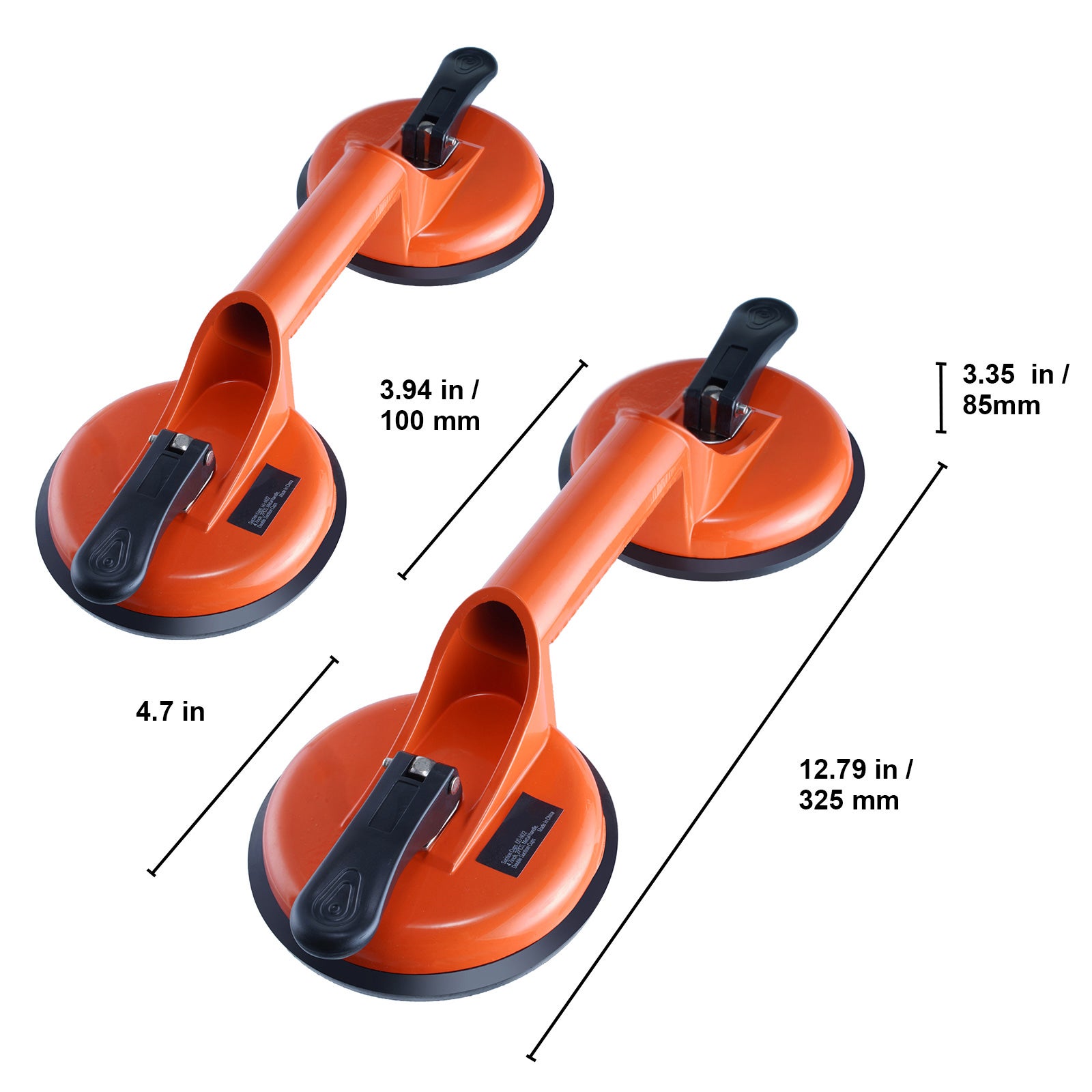 Ventouses Double 119 mm 2PCs SucceBuy pour Carrelage et Verre, Poignée Aluminium, Charge 150 kg, Pose Granit, Métal et Bois - 2