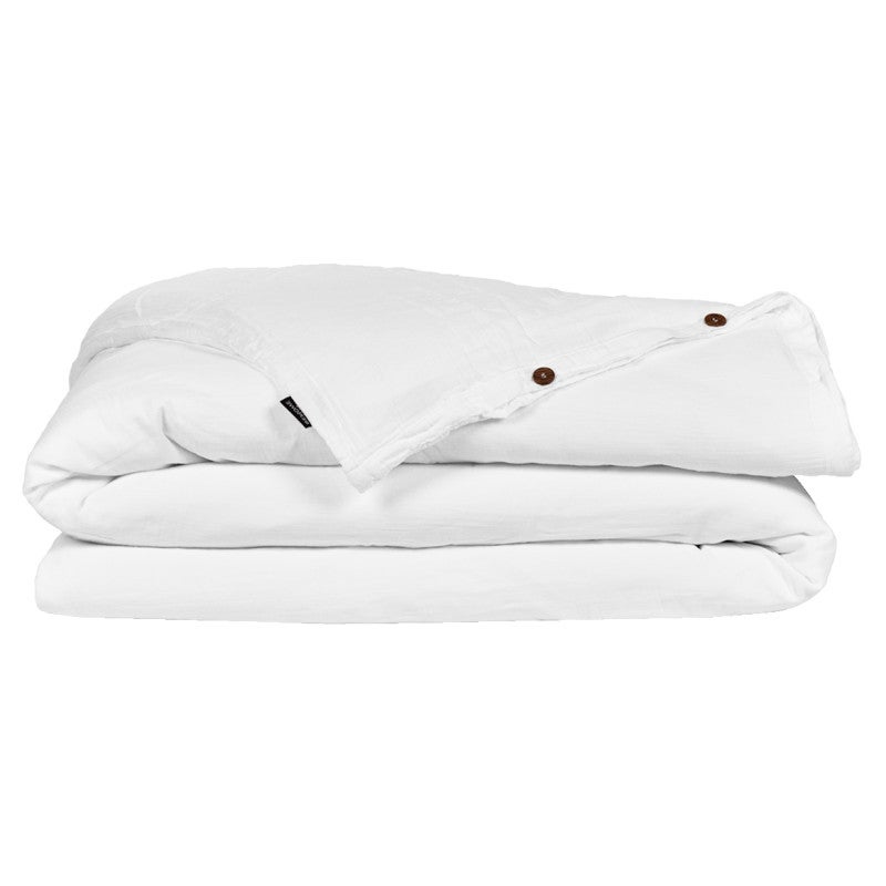 Housse De Couette Gaze De Coton 200x200 Cm Gaia Blanc Chantilly - Douceur Et Confort Naturel