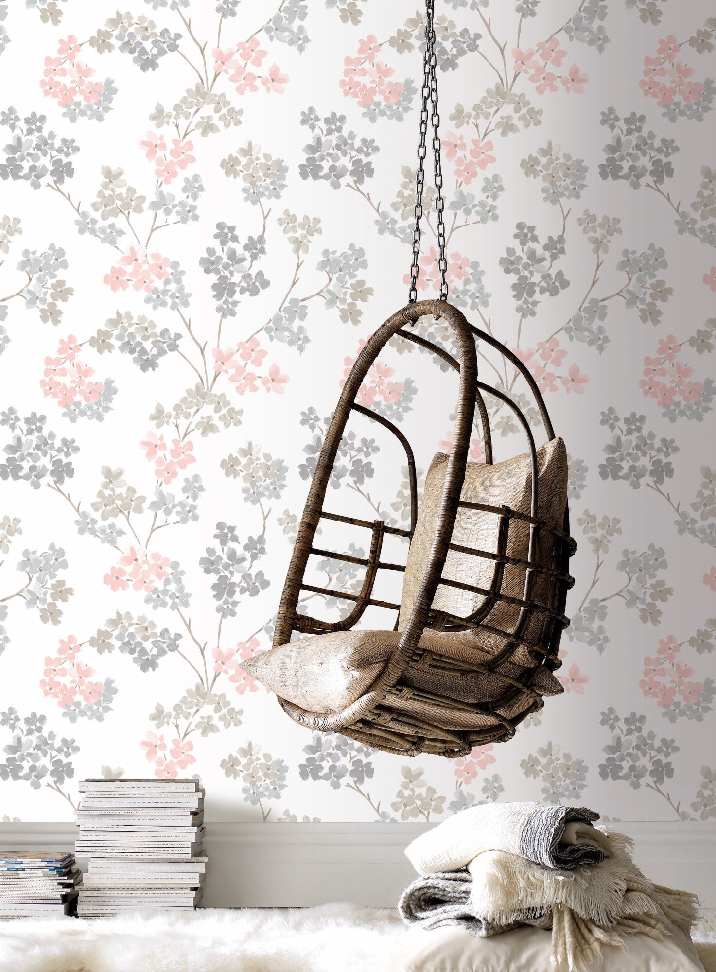 Papier peint intissé Bailey 1005 x 52cm Rose | Leroy Merlin