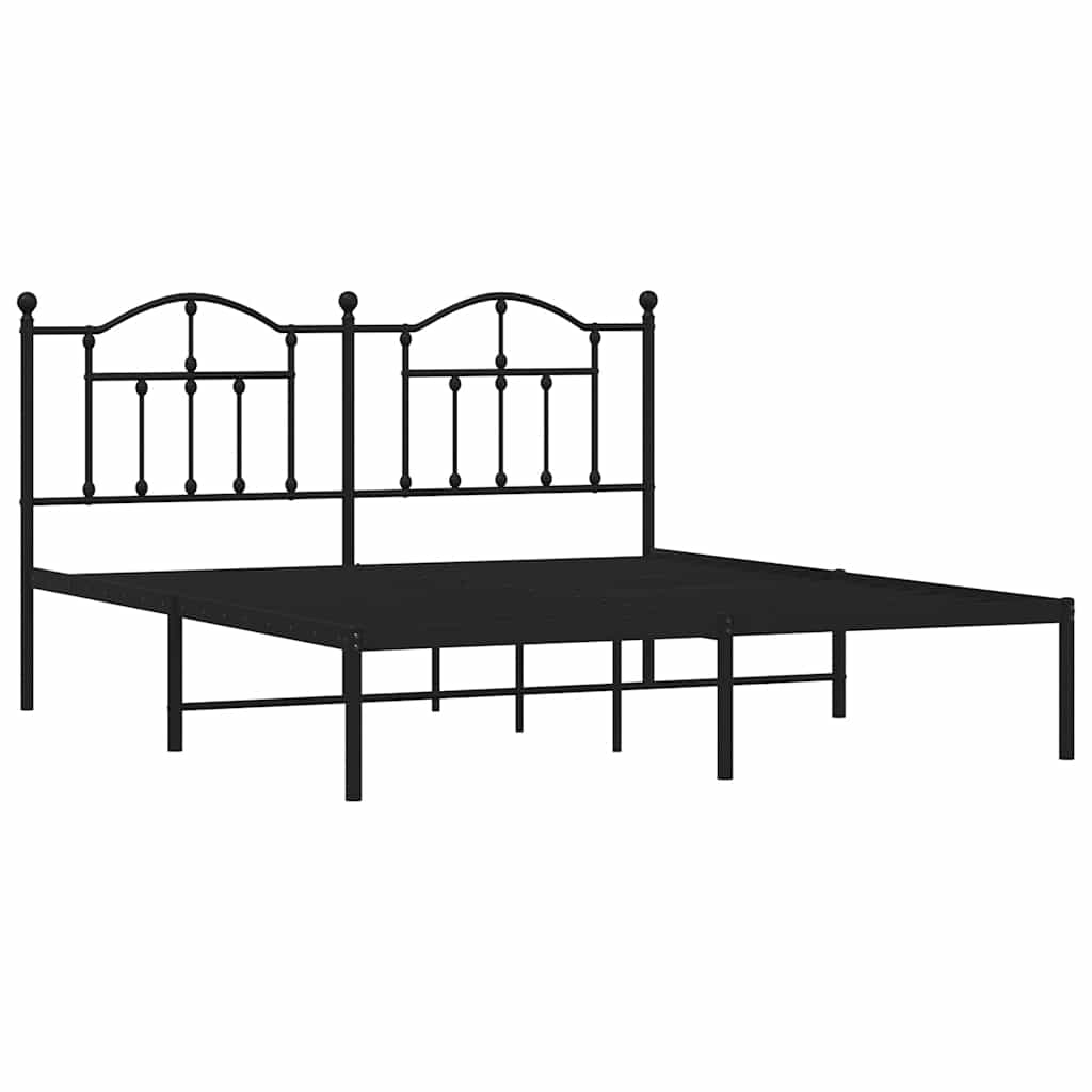 vidaXL Estructura de cama con cabecero metal negro 183x213 cm - 3