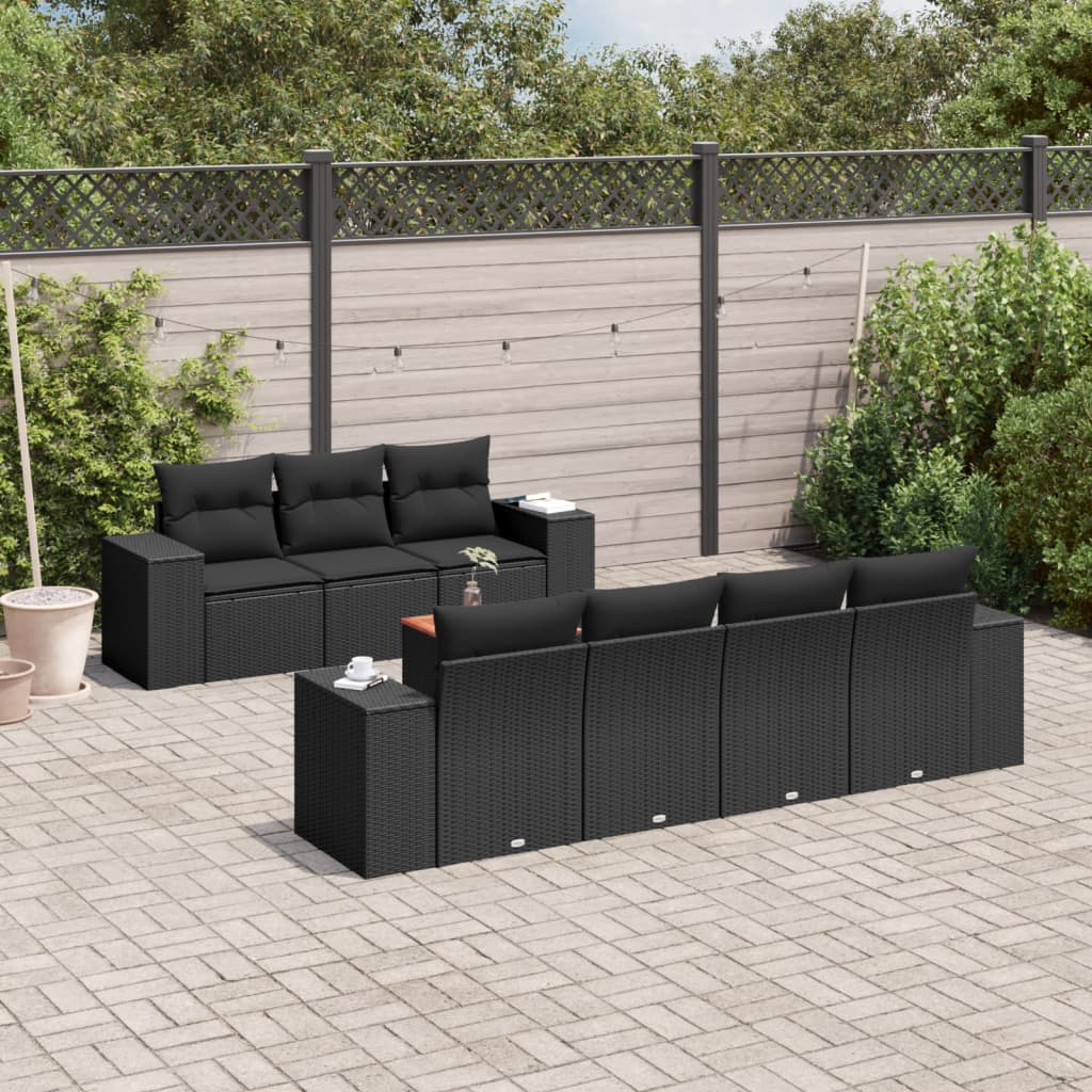 Zestaw mebli ogrodowych vidaXL 8-czarny rattan modułowy