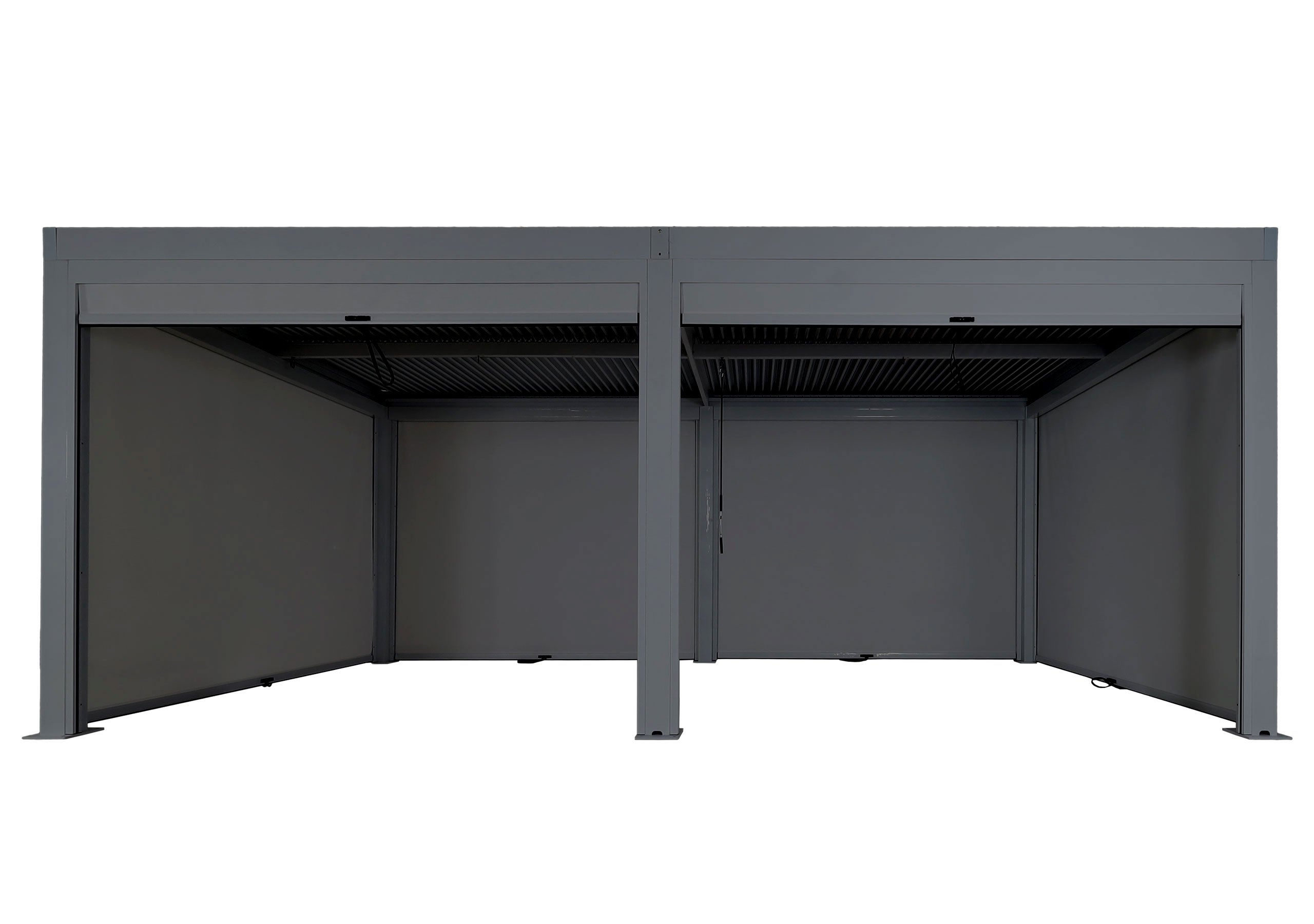 Pergola HWC-L46 z 6 ściankami bocznymi, pawilon ogrodowy Pawilon lamelowy Roleta, rama aluminiowa 11 cm, odporny na burzę 3x6 m ~ antracytowy