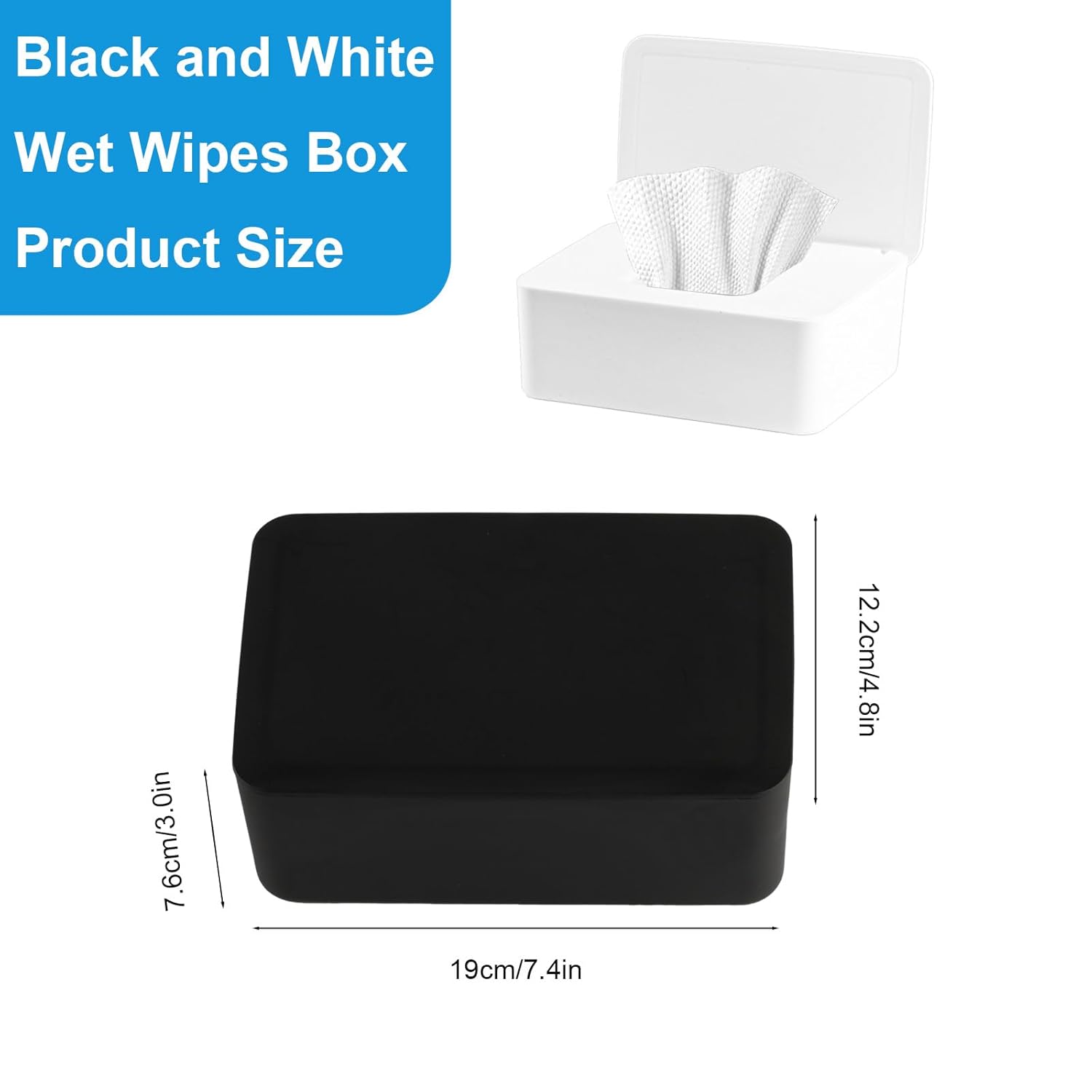Pudełko na ręczniki papierowe o dużej pojemności (2 sztuki), pojemnik na chusteczki nawilżane z hermetyczną pokrywką (biały/czarny) - 2