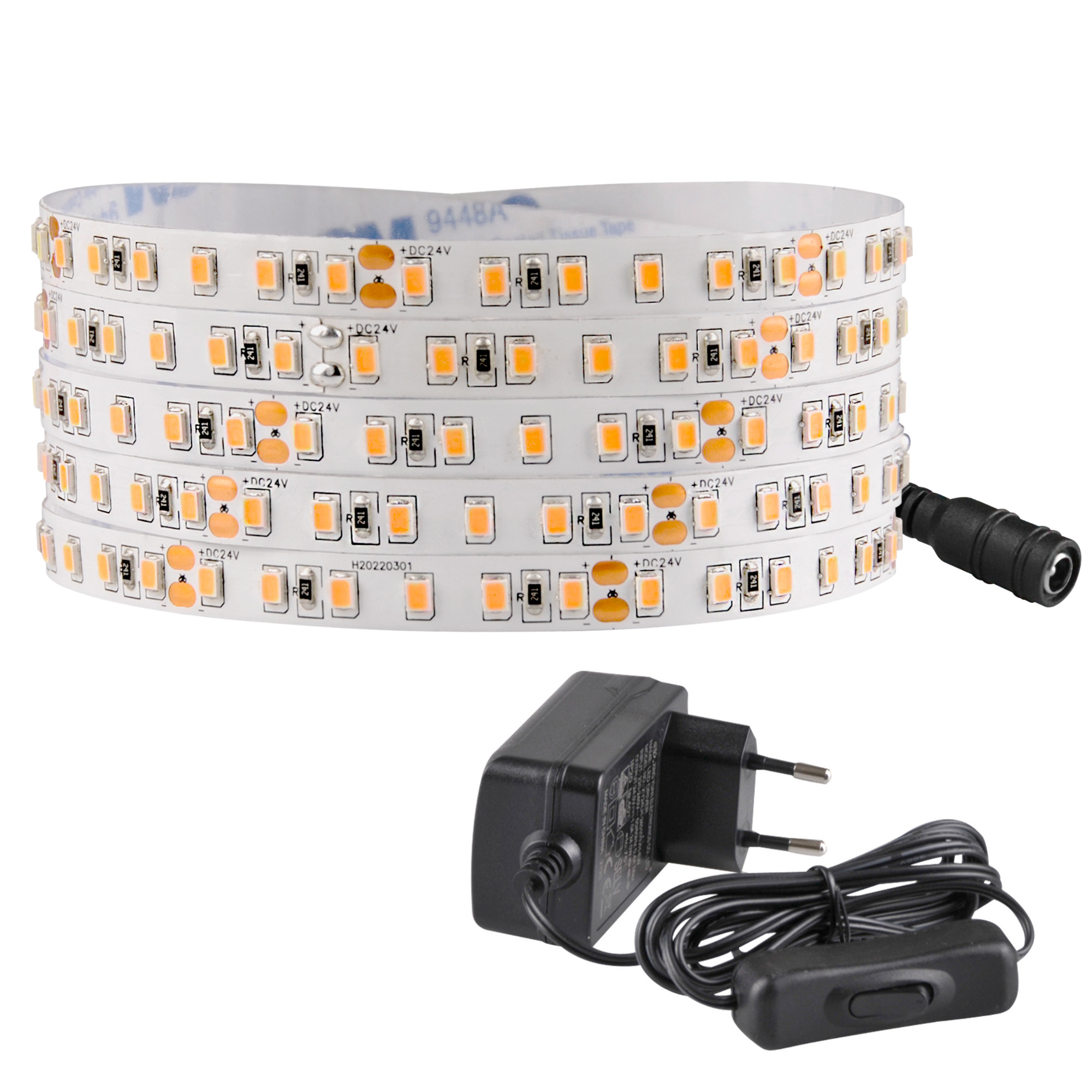 Zestaw taśma LED 24V 3m IP20 2700K zasilacz, włącznik ON/OFF Polux
