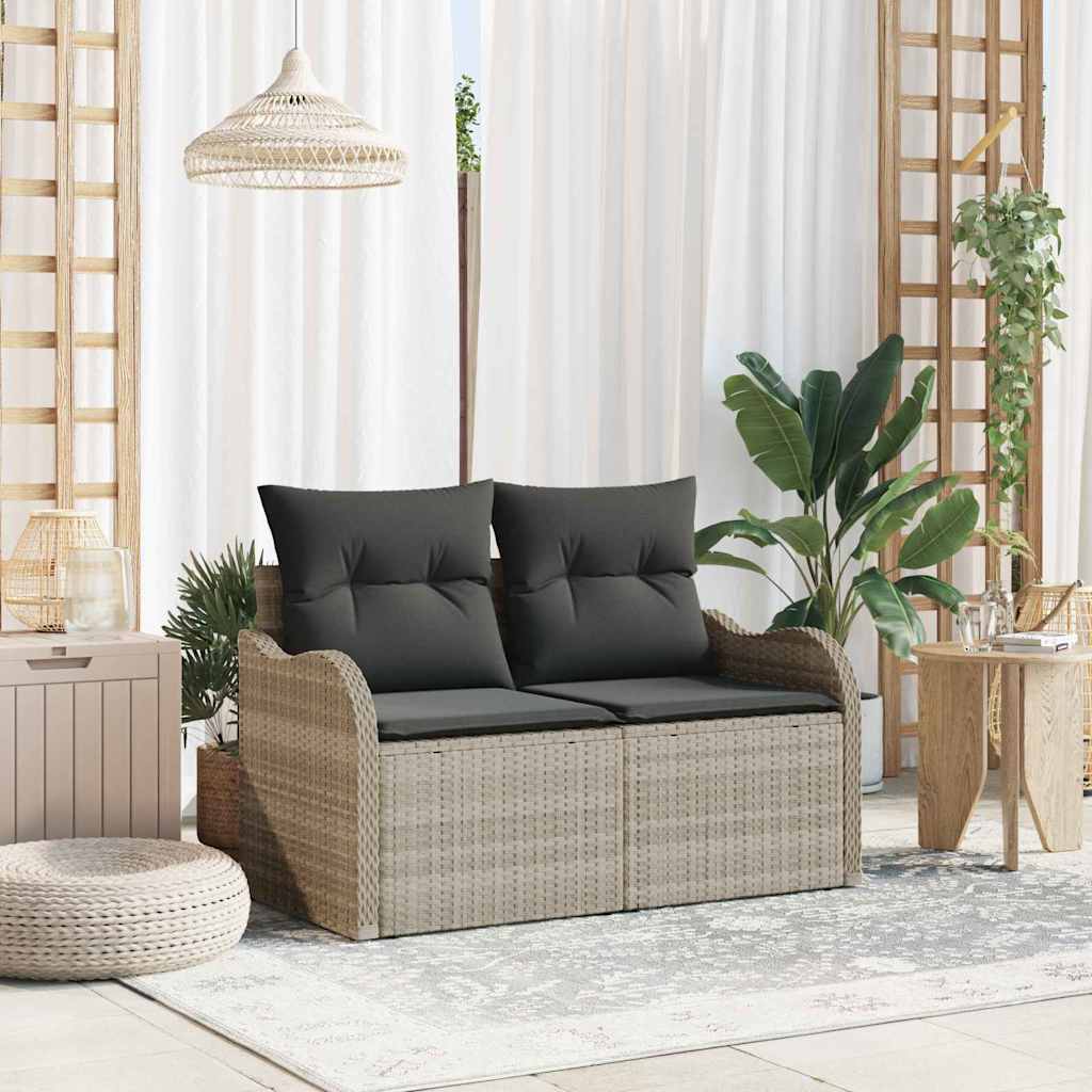 Sofa Ogrodowa z poduszką Jasnoszary 121 x 62 x 69cm polirattan vidaXL