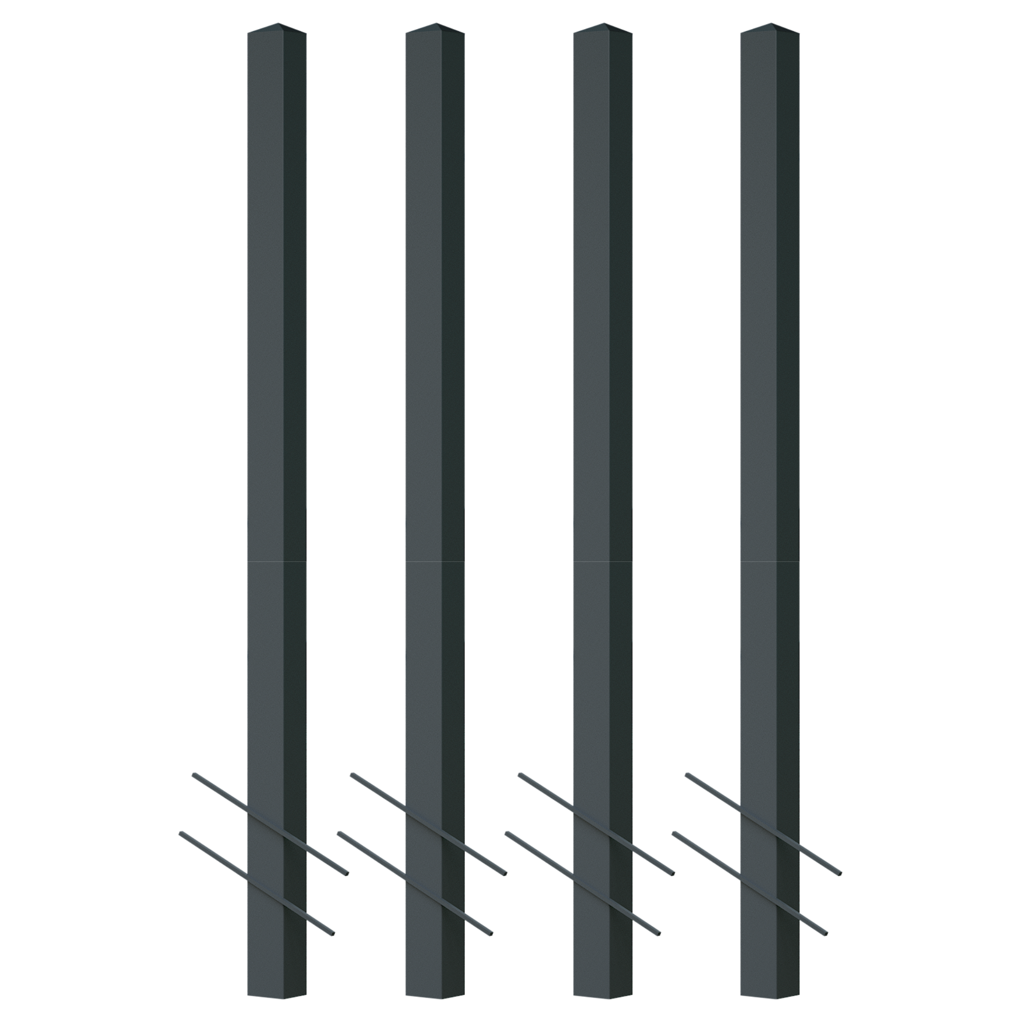 TODOME Metallpfosten, 240 Cm Hoch, 100x100x3 Mm - Für Betonbefestigung, Schwarz