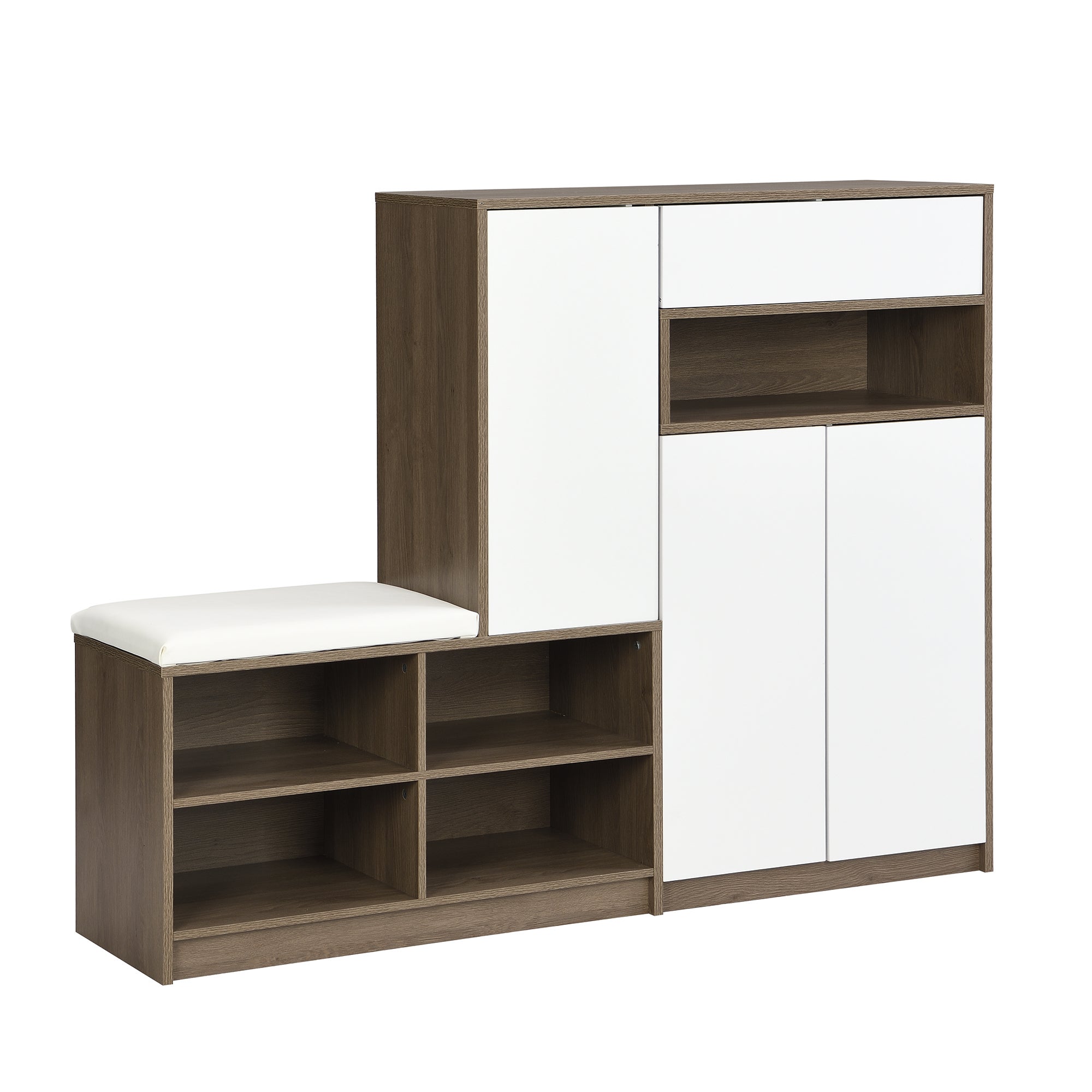Cómoda con 6 cajones de ratán - 120 x 40 x 76,5 cm - Tablero de partículas + tiradores de metal - Roble - 4