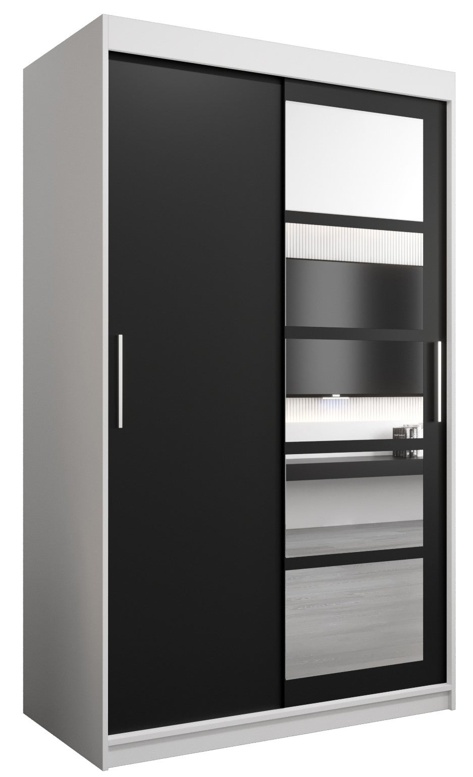 Szafa przesuwna garderoba ROMA 1 120 x 62 x 200 cm Biały + Czarny - Abiks Meble