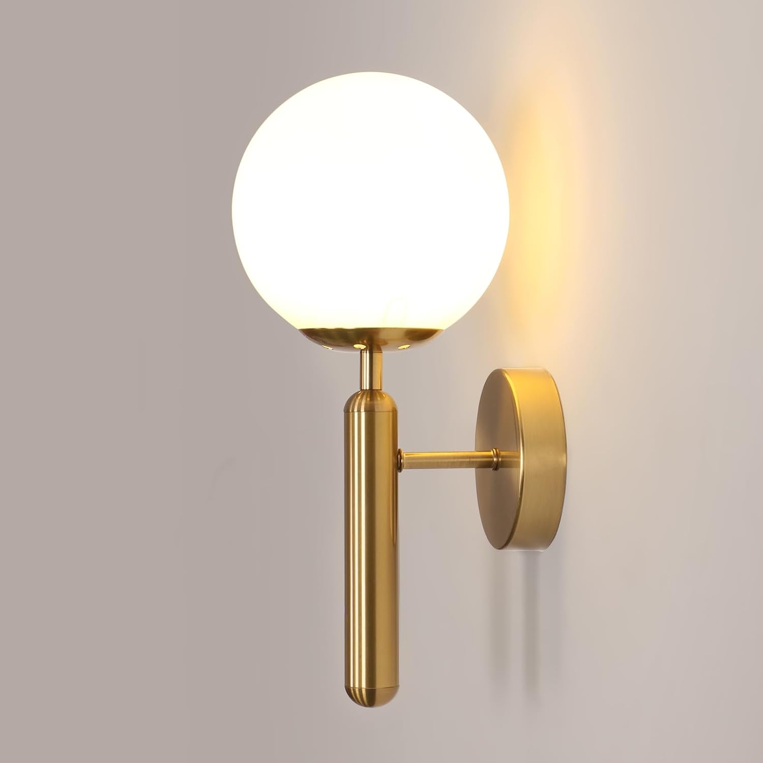 GLAMARIS Moderne Applique Murale LED Intérieur,Or E27 Lampe de Murale,Appliques avec Abat-Jour en Verre, pour Chambre,Salon, Couloir,Sans Ampoule - 9