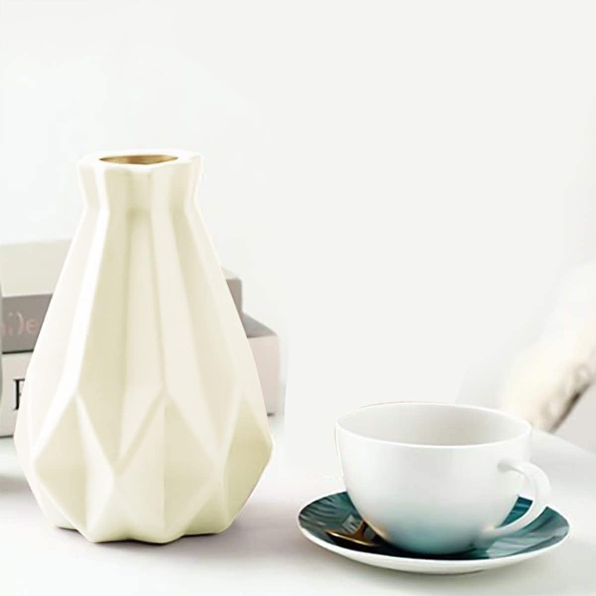 Vase pour Fleurs LEGO - Grand Vase Blanc Géométrique et Rustique, Déco Bureau et Salon - Idée Cadeau Originale et Romantique - 5