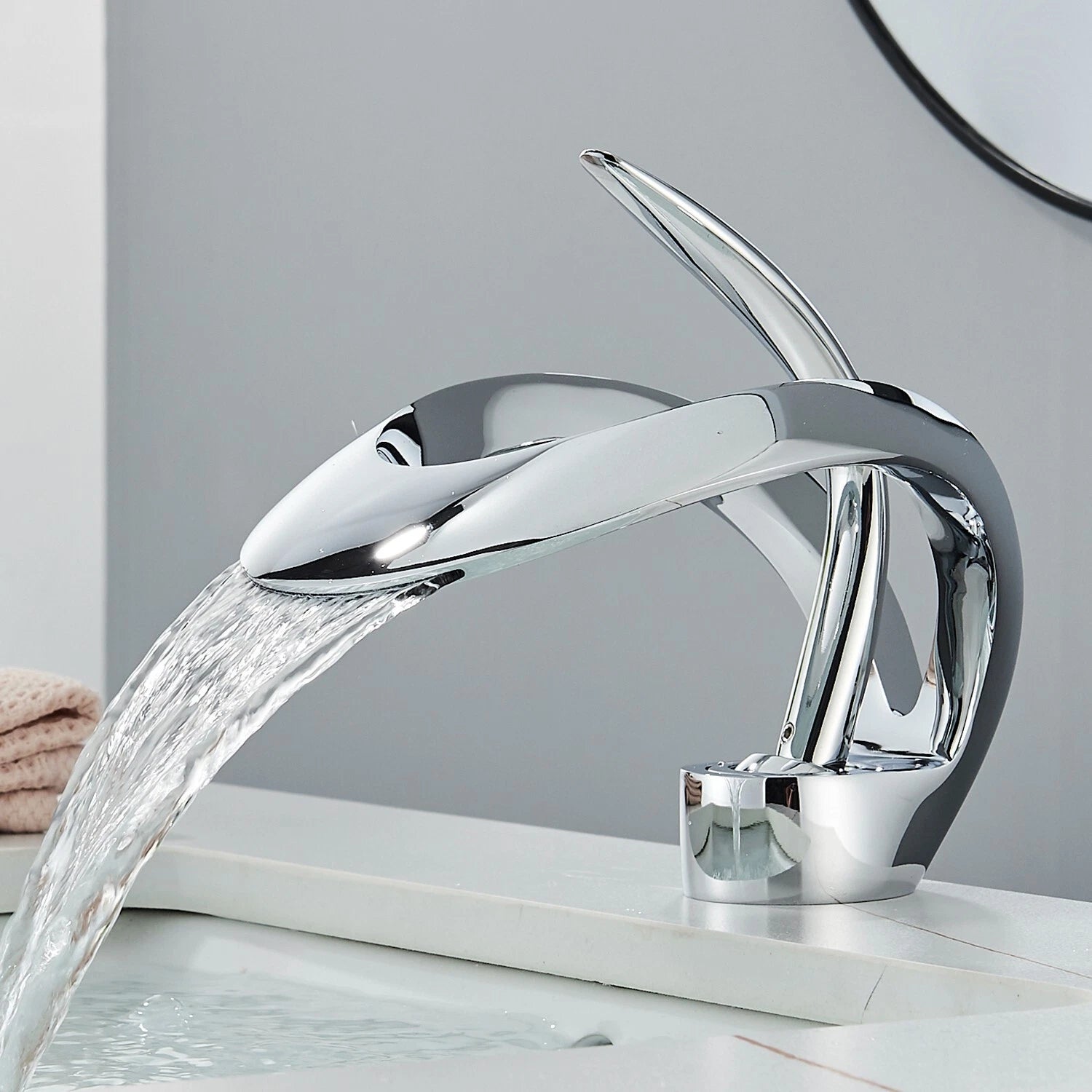 1 premium creative design bathroom faucet, waterfall-style single-hole ...