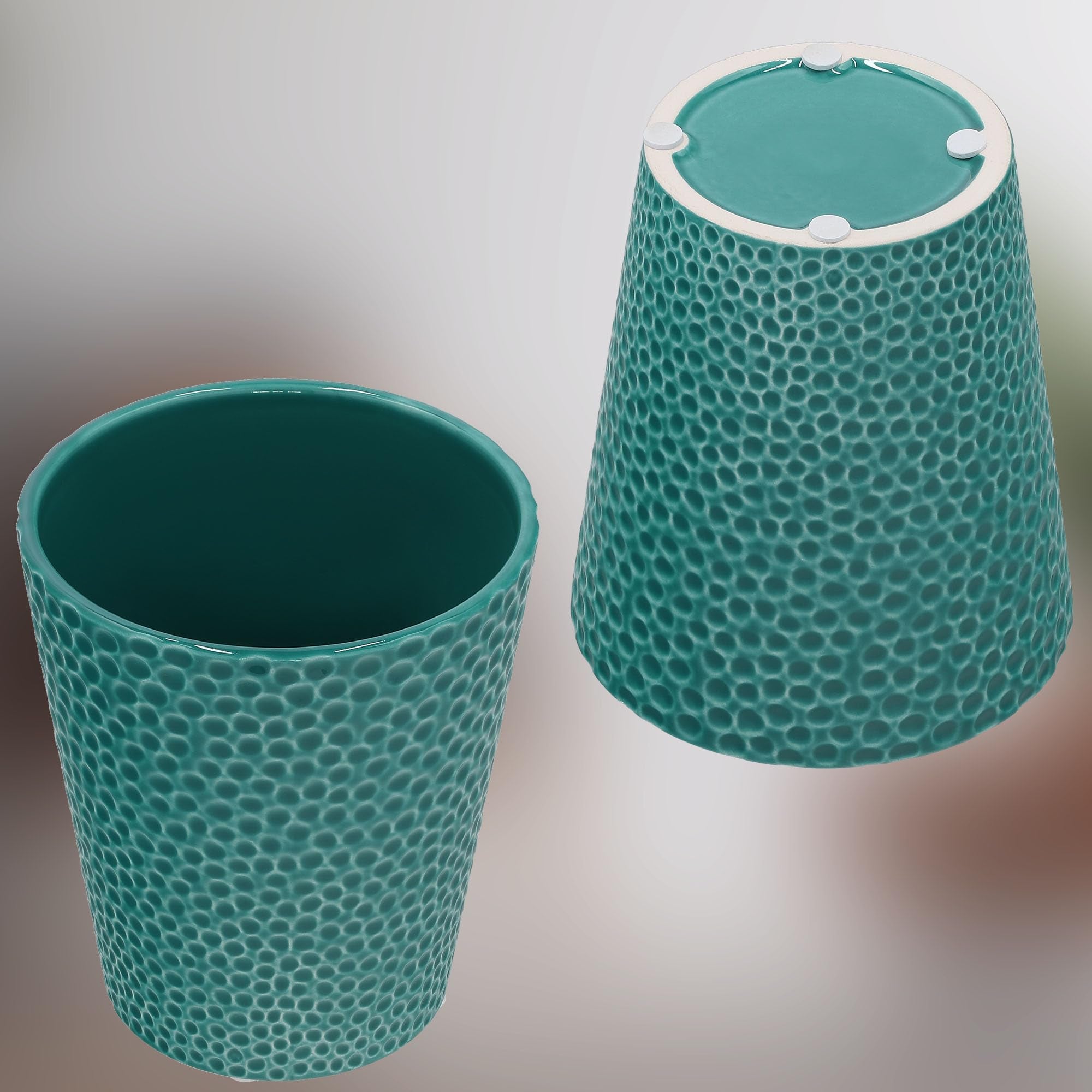 Doniczka fi 12 donica osłonka turkus ceramiczna na kwiaty rośliny storczyki - KOTARBAU - 5