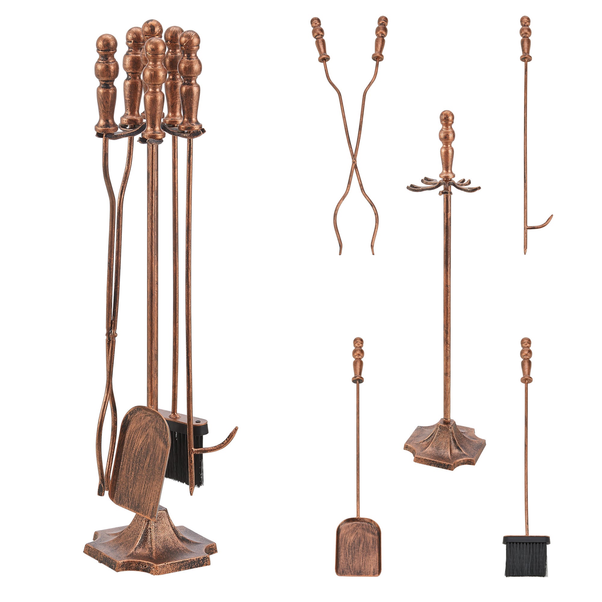 Ensemble serviteur de cheminée 5 pièces, accessoires de cheminée, balai Ensemble serviteur de cheminée 5 pièces, accessoires de cheminée, balai