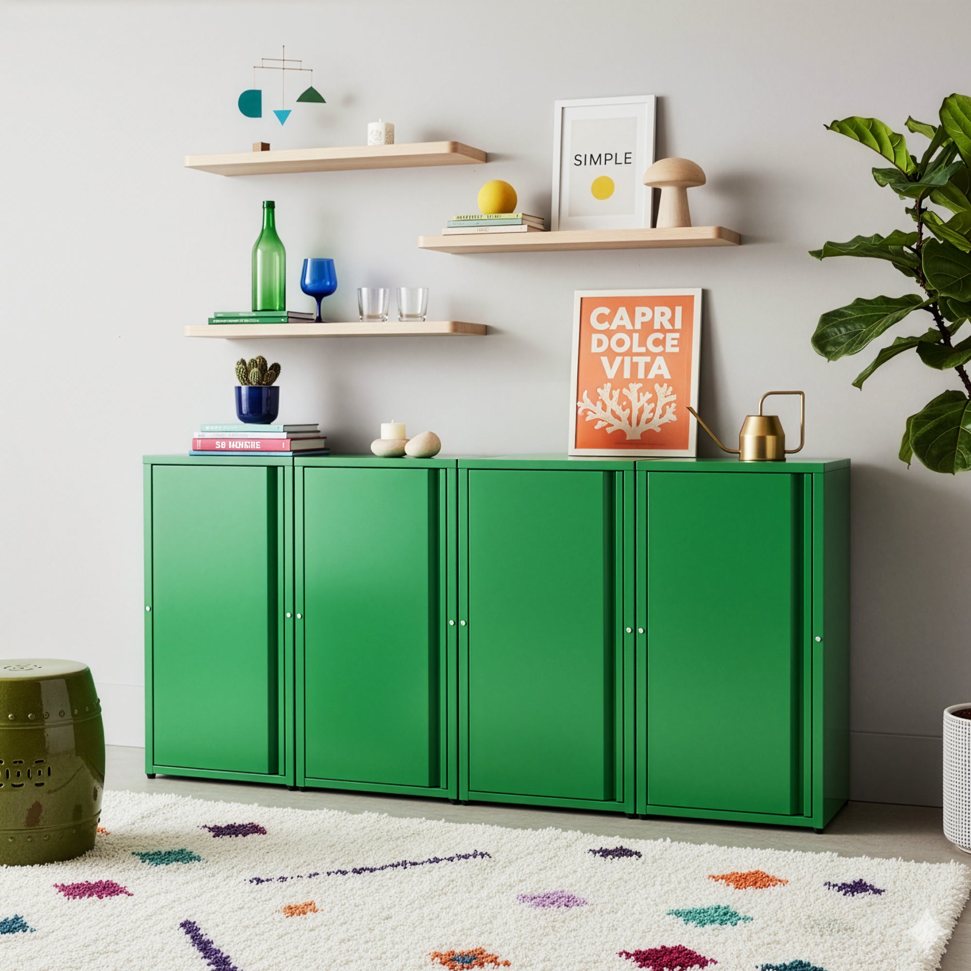 Armoire métallique Burlöv acier 88 x 40 x 35 cm vert pomme [en.casa] - 2