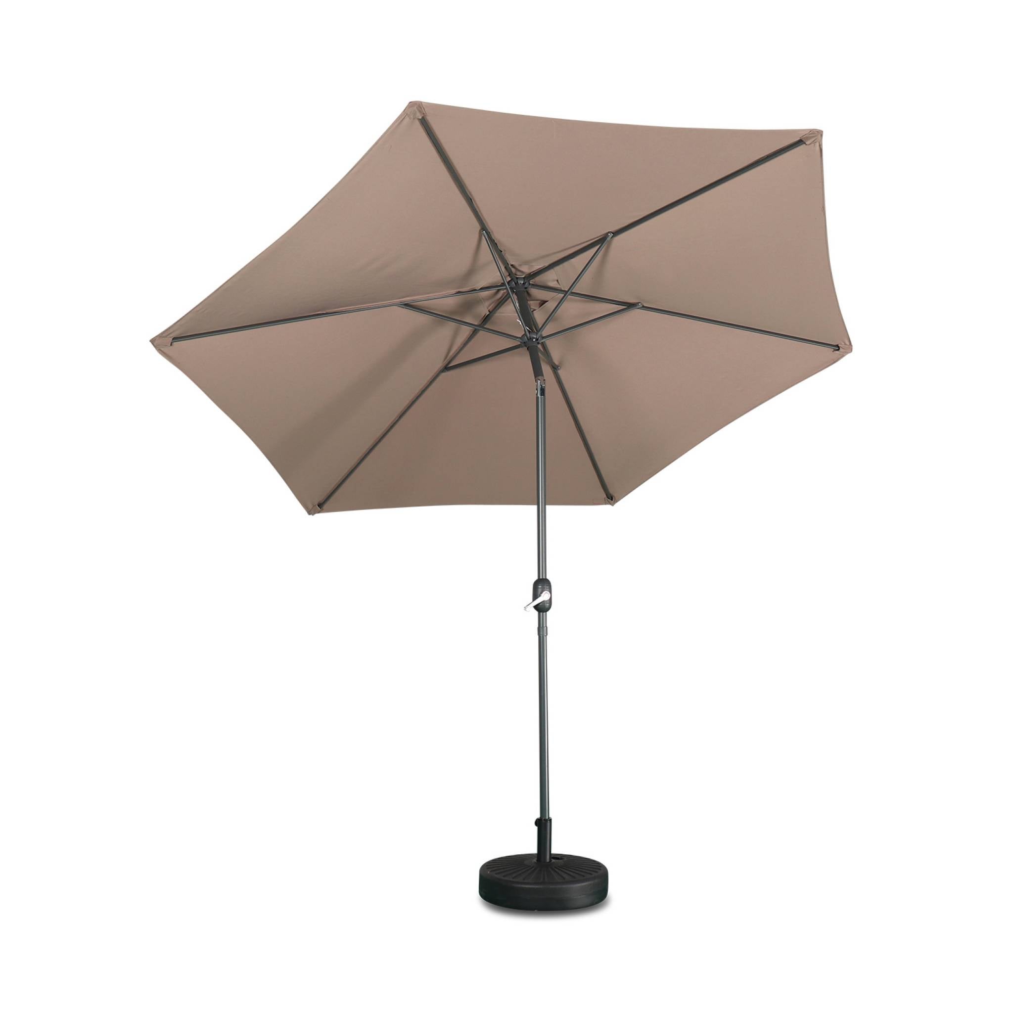 Parasol droit rond Ø300cm - Touquet Taupe - mât central en aluminium orientable et manivelle d'ouverture TOUQUET - 4