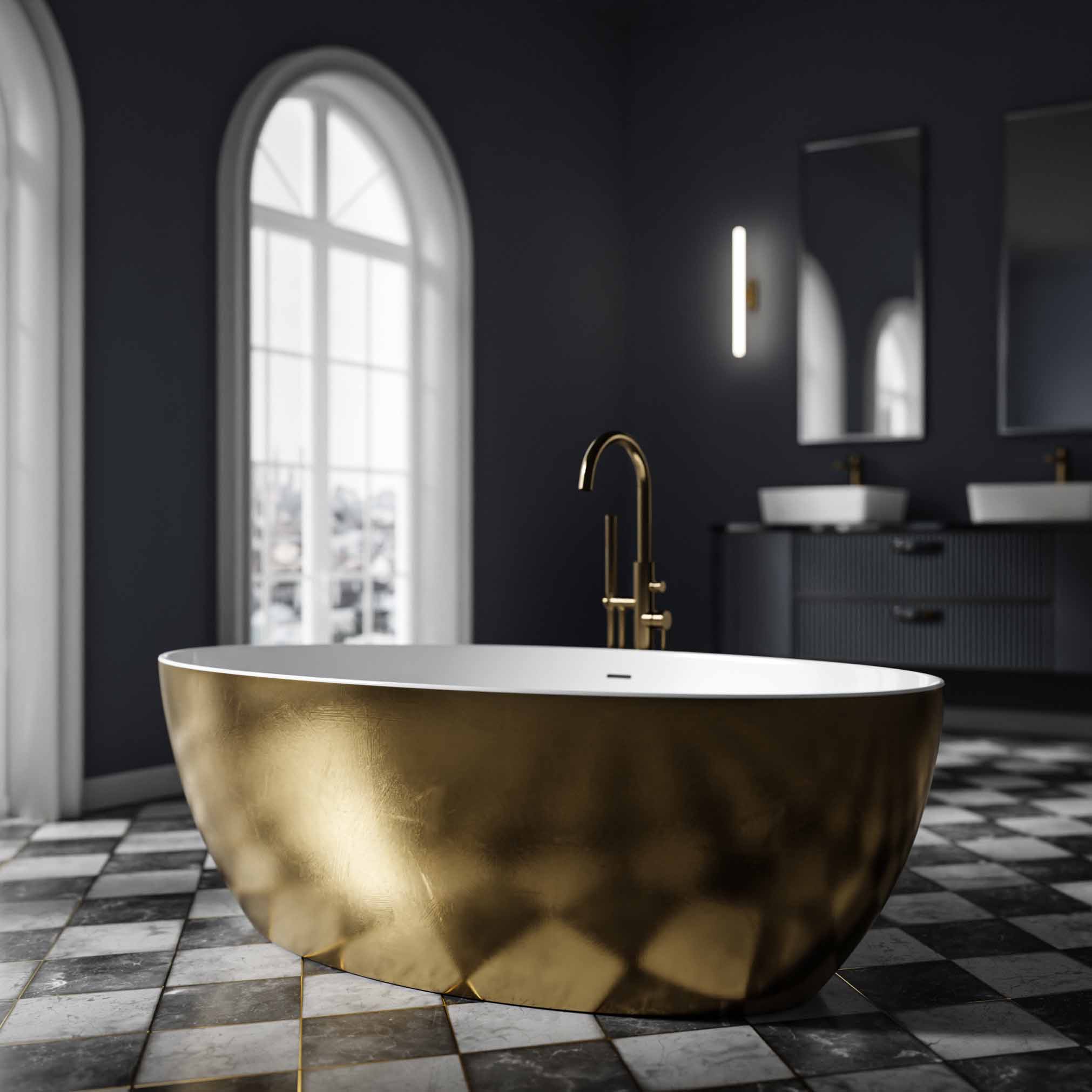 BERNSTEIN Baignoire îlot acrylique effet feuille d'or TERRA 186x88 — free download