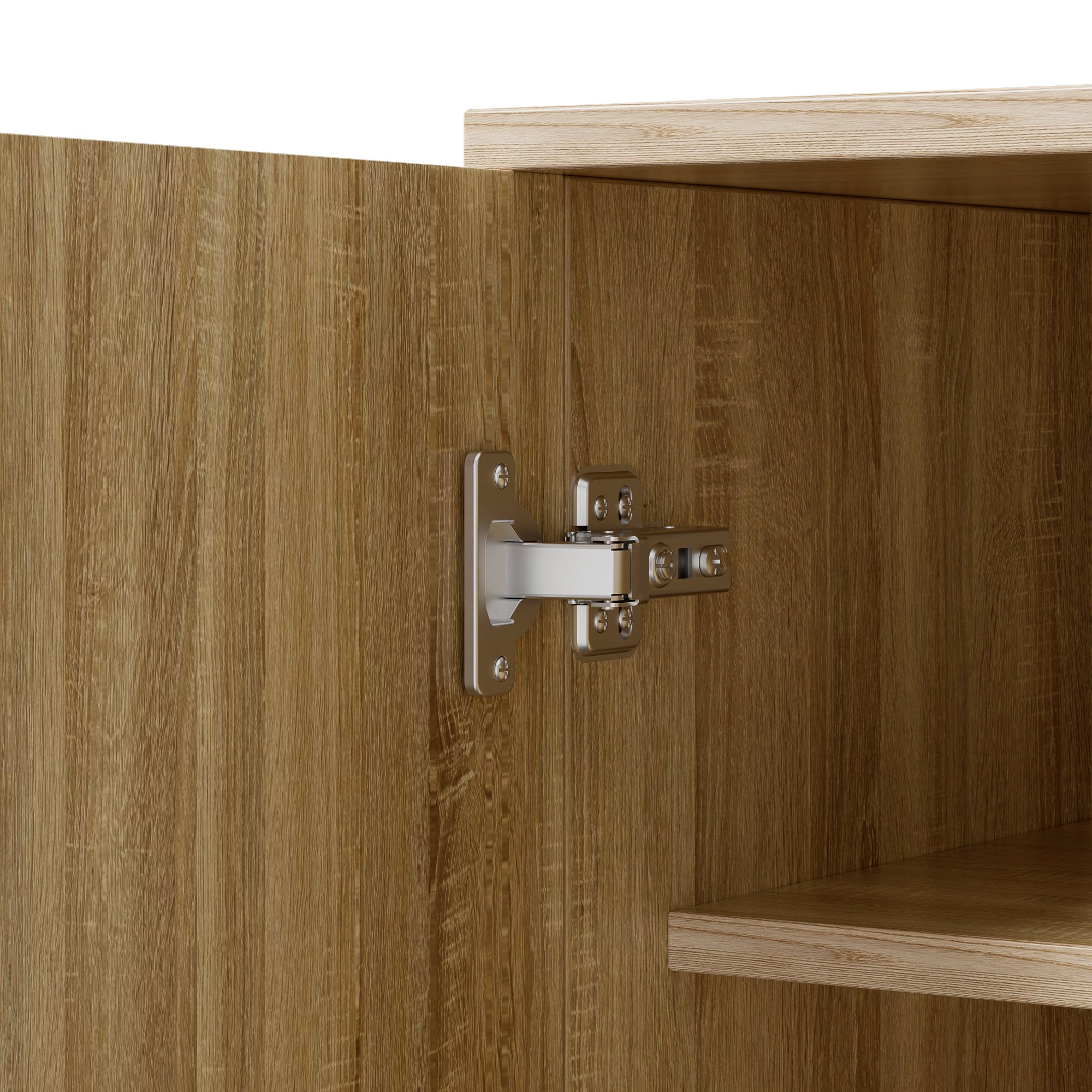 Meuble à chaussures 60x32x94 cm - 2 portes - avec 3 étagères - Pieds en métal - Naturel - 9