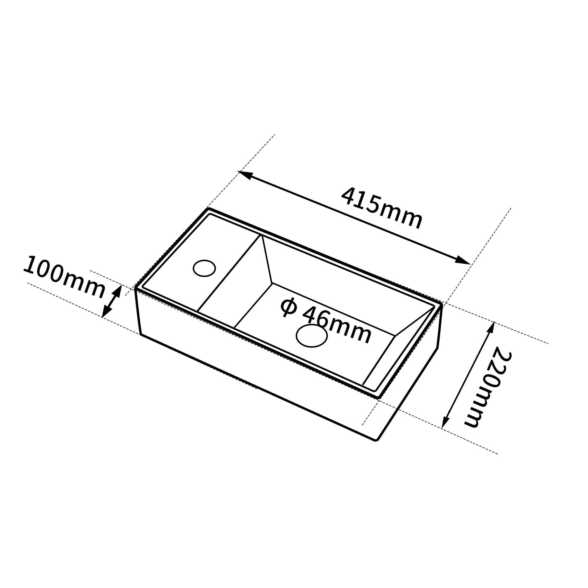 DILECI - Vasque lave-mains avec rebord sortie gauche (41,5x22x10cm) - MARIE - 4