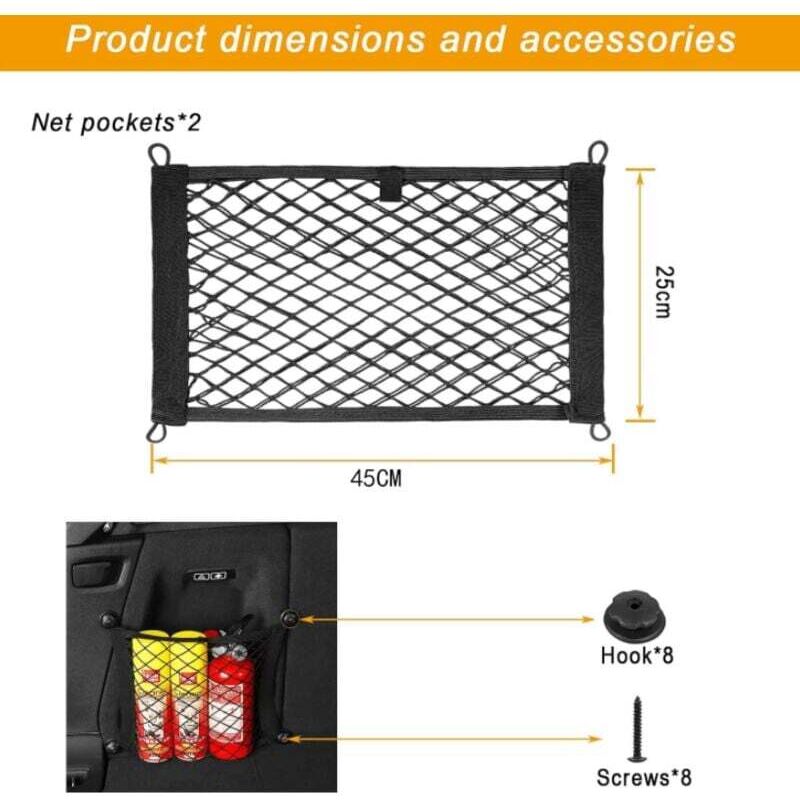 Poches de Rangement en Filet 25x45 cm - Lot de 2 avec Vis pour Camping-car - 2