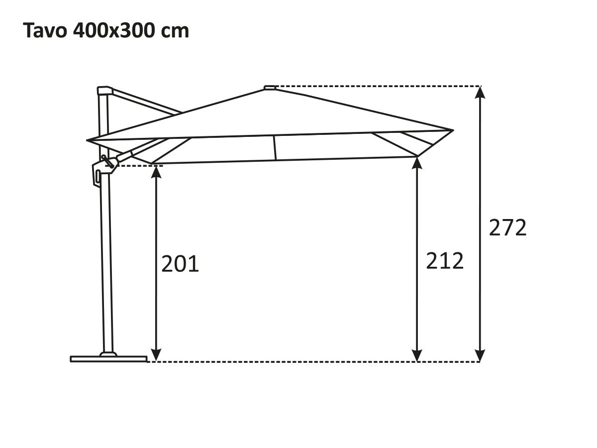 Parasol déporté Schneider Tavo naturel, 400 x 300 cm – rotatif 360°, inclinable, avec housse et support pour dalles - 8