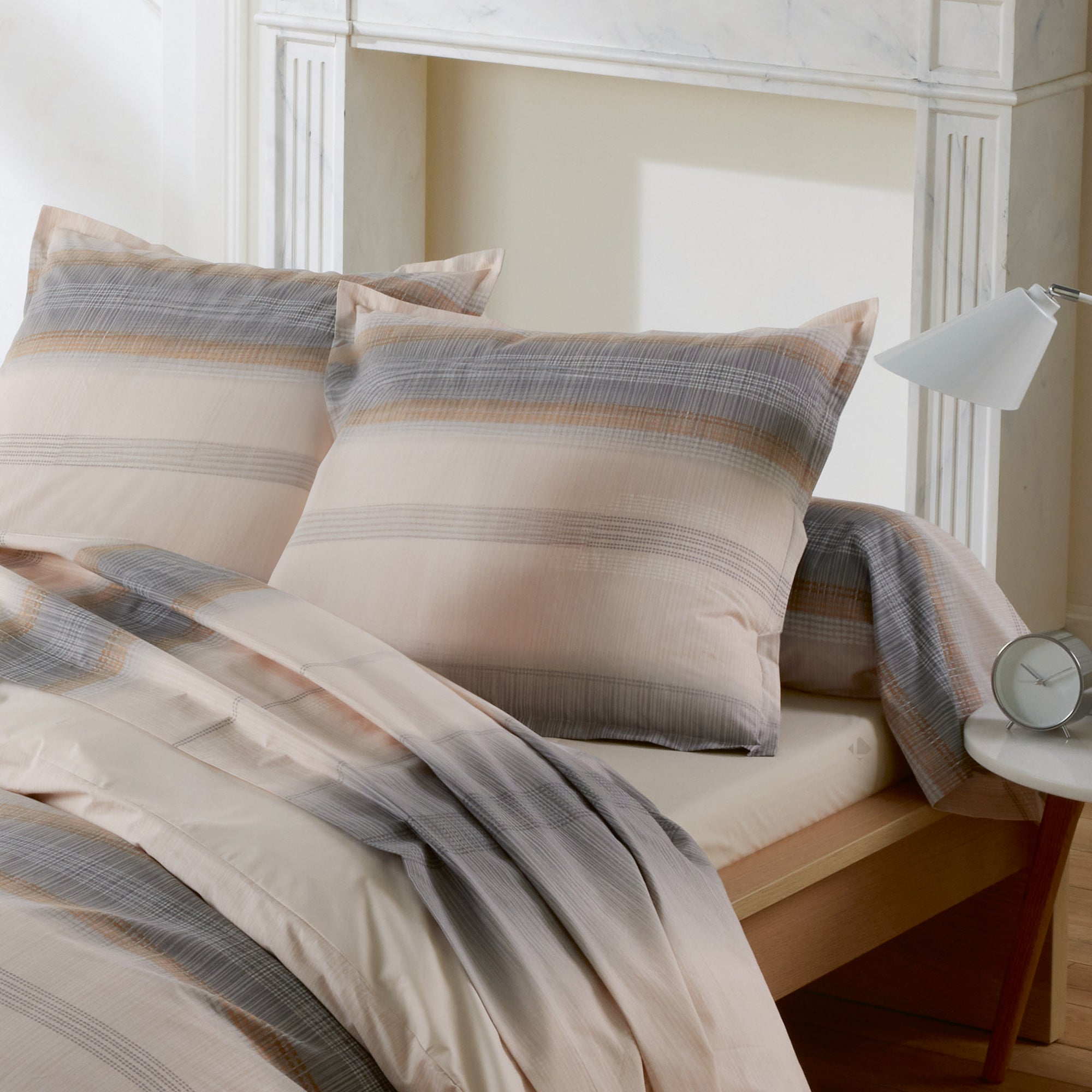Taie d'oreiller 65x65 cm en 100% percale de coton ESTEBAN gris beige - 3