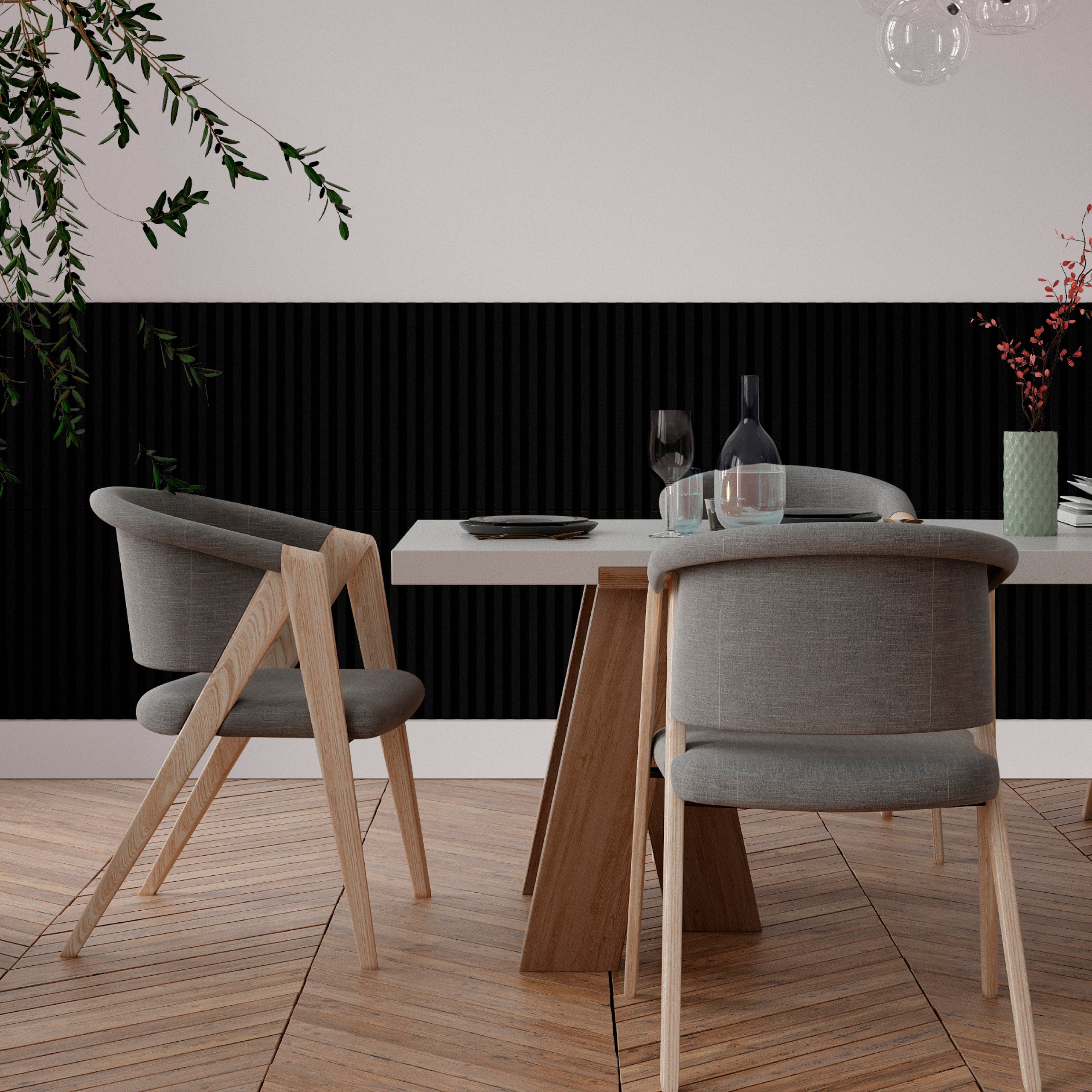 Panneau Tasseau Acoustique effet tasseau bois en feutre 605mm x 605mm noir sur noir Linea Proline Stegu - 3