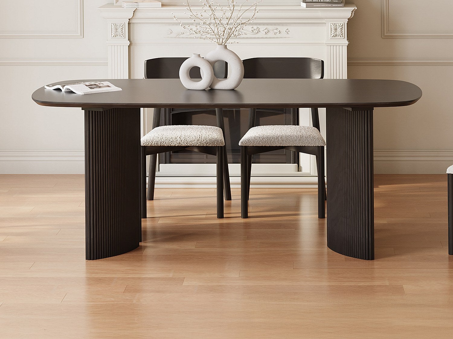 Stół do jadalni dla 8 osób z drewna mangowca - Czarny - TAMENIA marki Maison Céphy