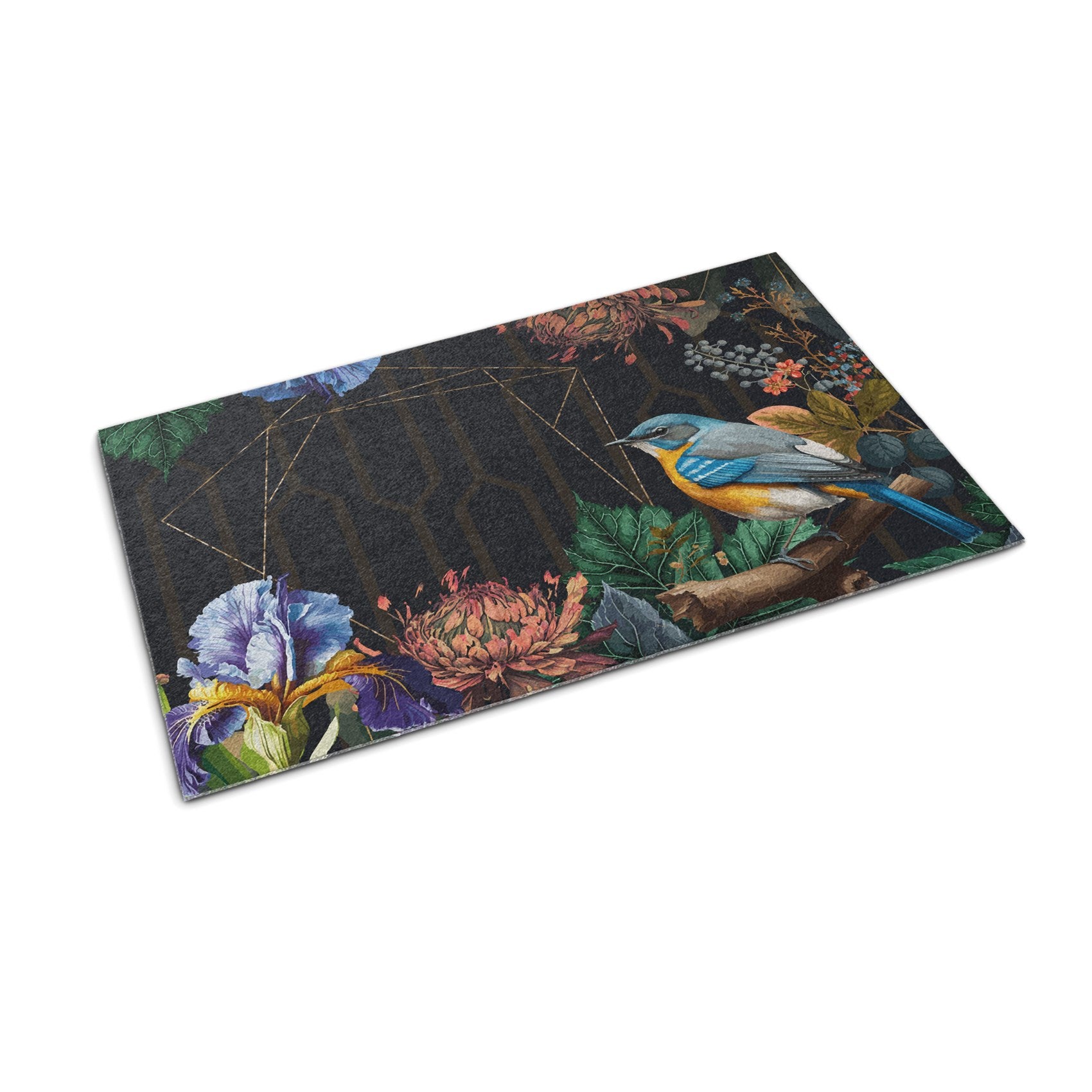 Wycieraczka zewnętrzna pod drzwi wejściowe 60x40 cm- Tulup - Kwiaty i ptaki